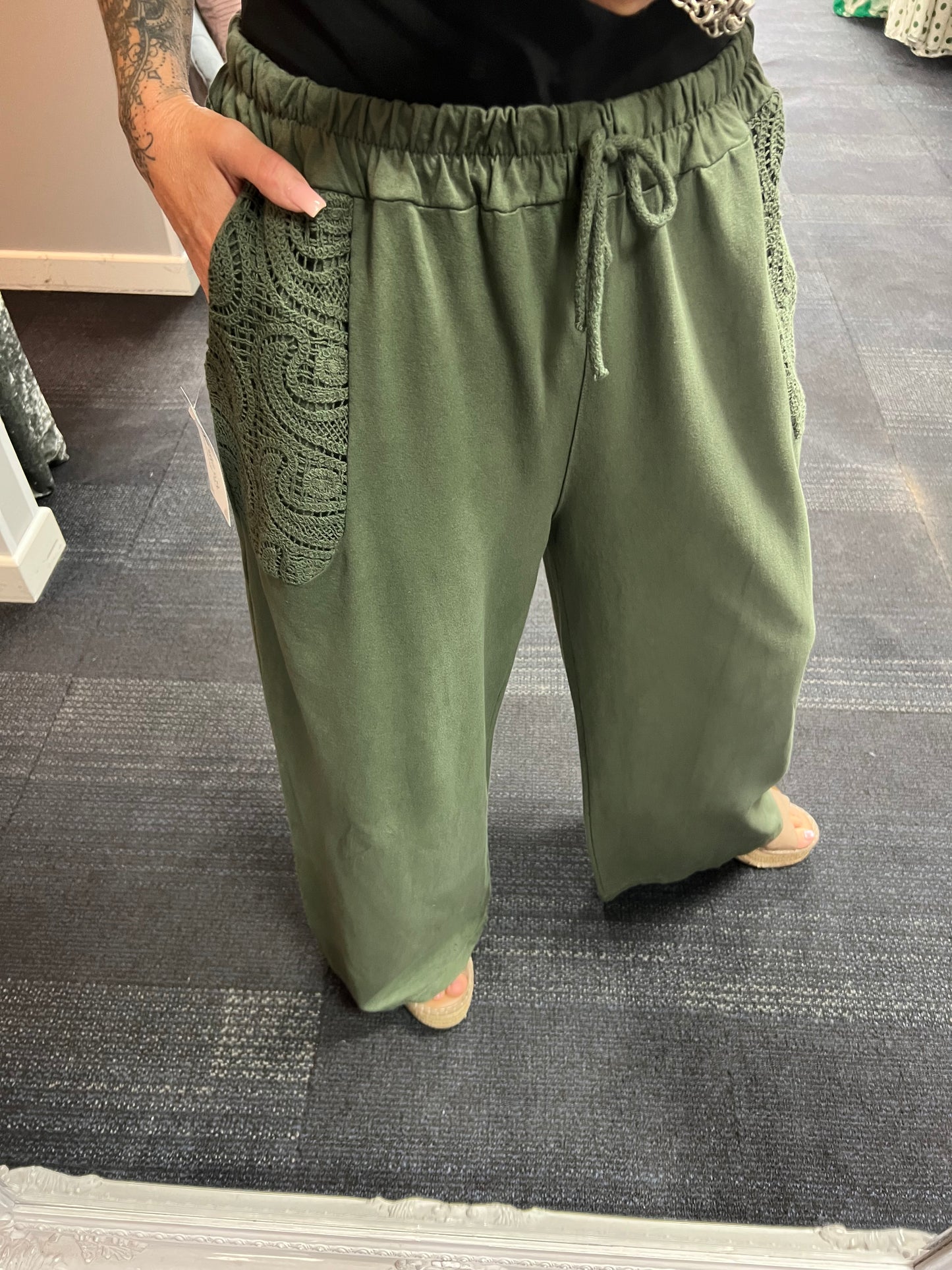 Cotton Crochet Pocket Trousers