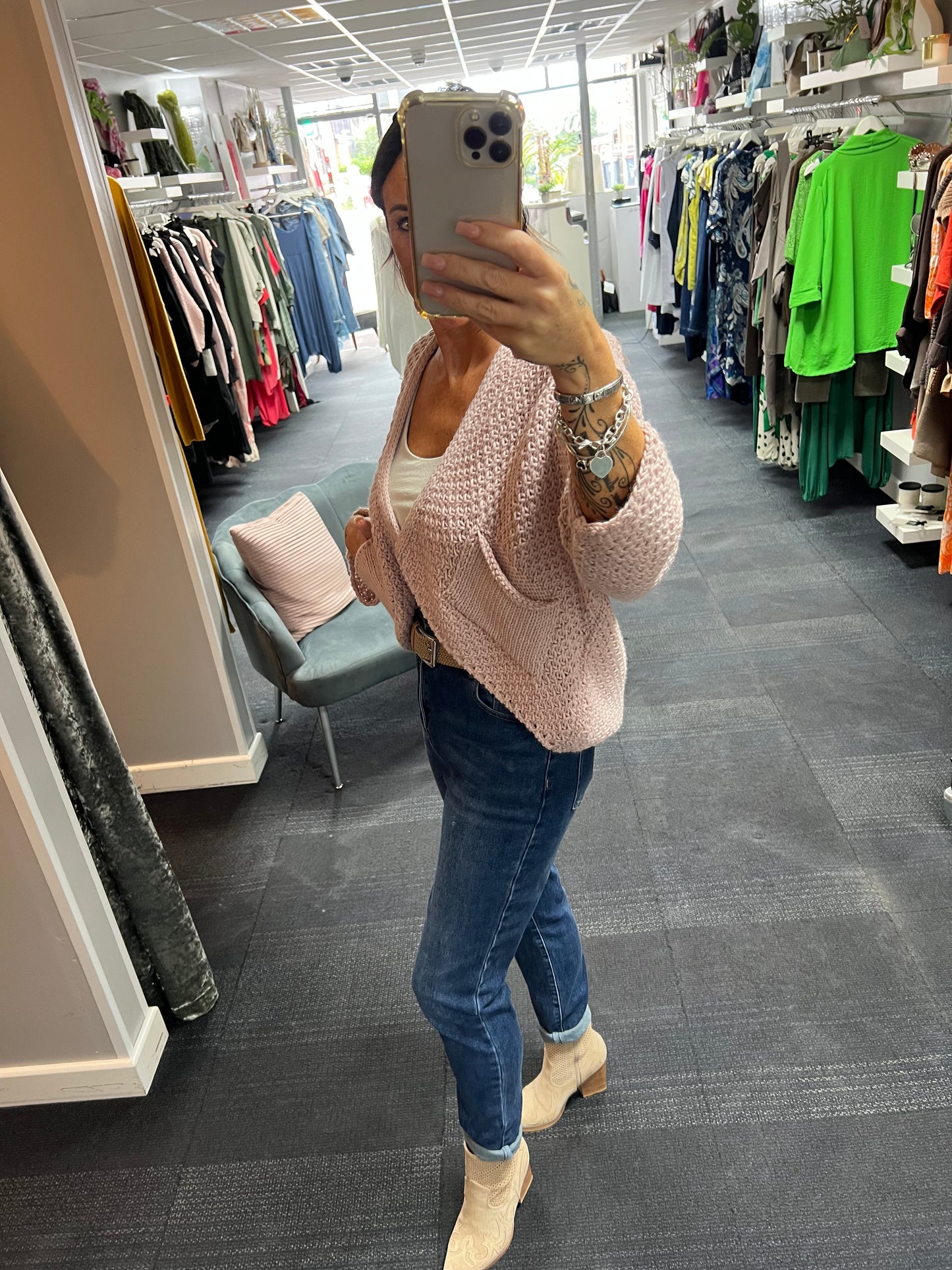 Waffle Pocket Open Cardigan