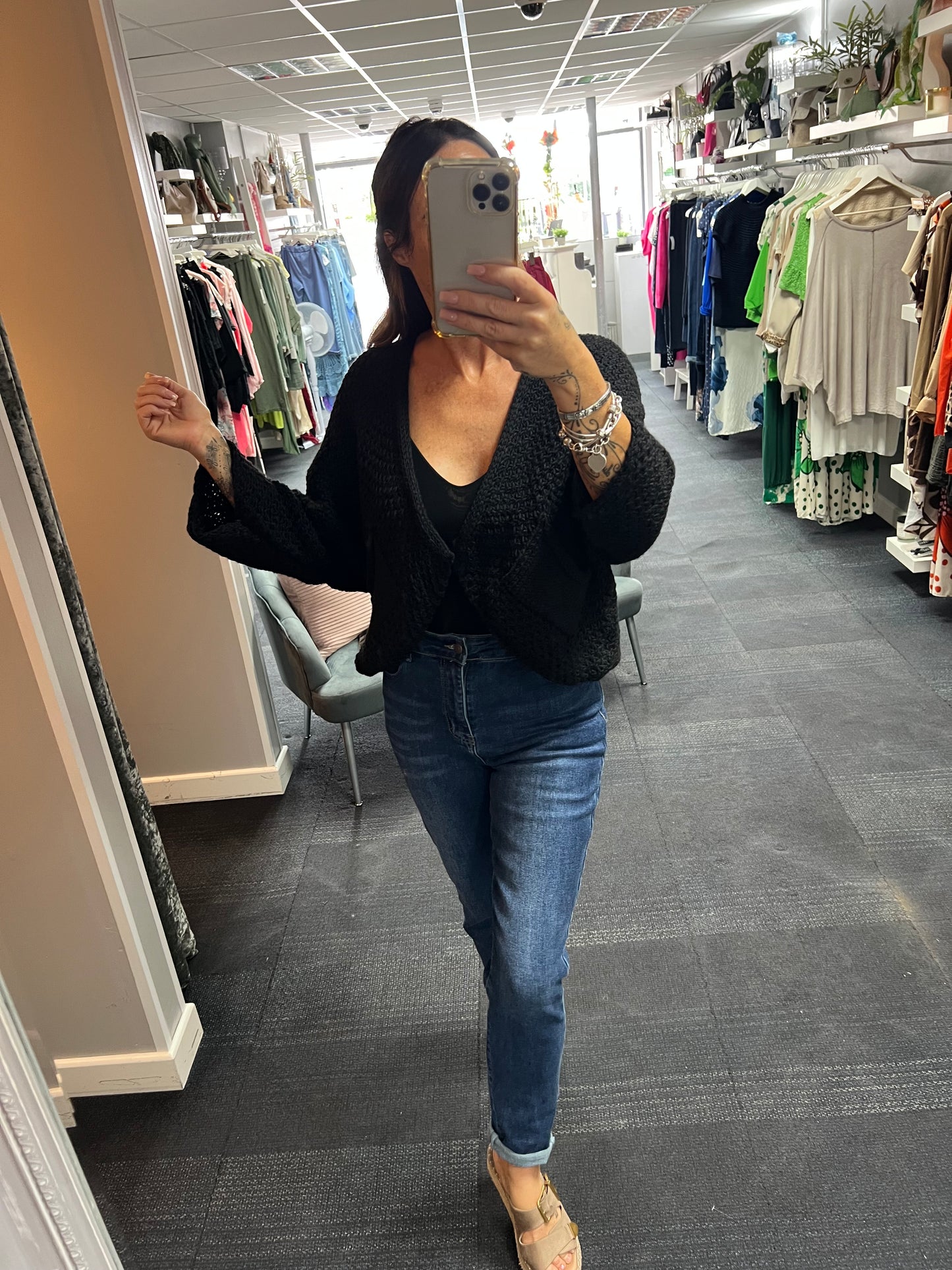 Waffle Pocket Open Cardigan