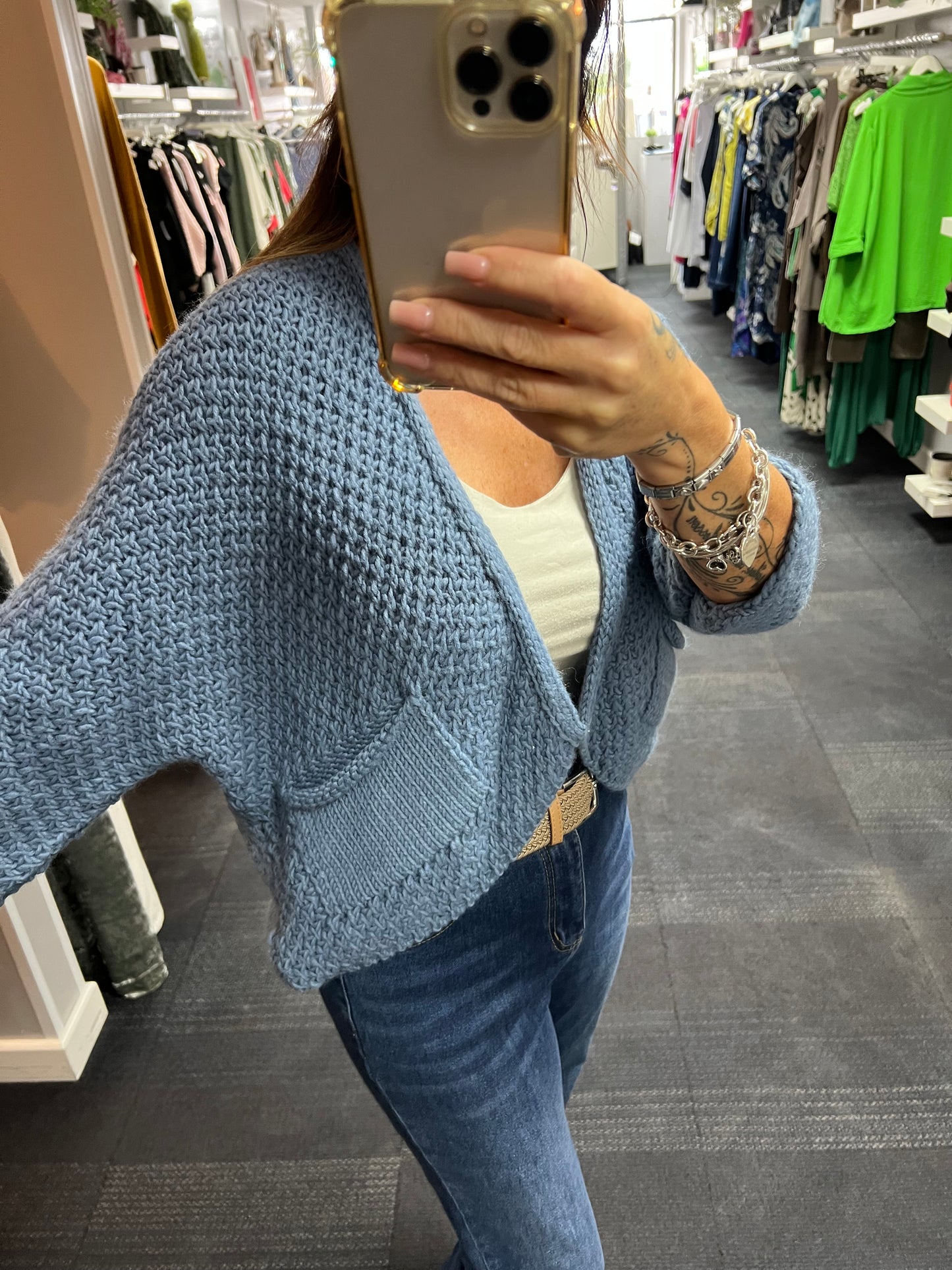 Waffle Pocket Open Cardigan