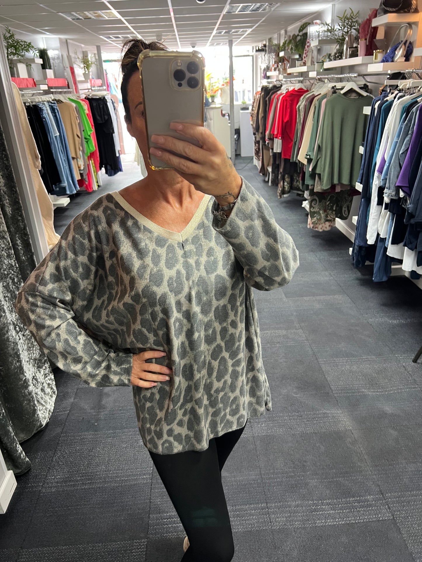 Leopard Print Lurex Top