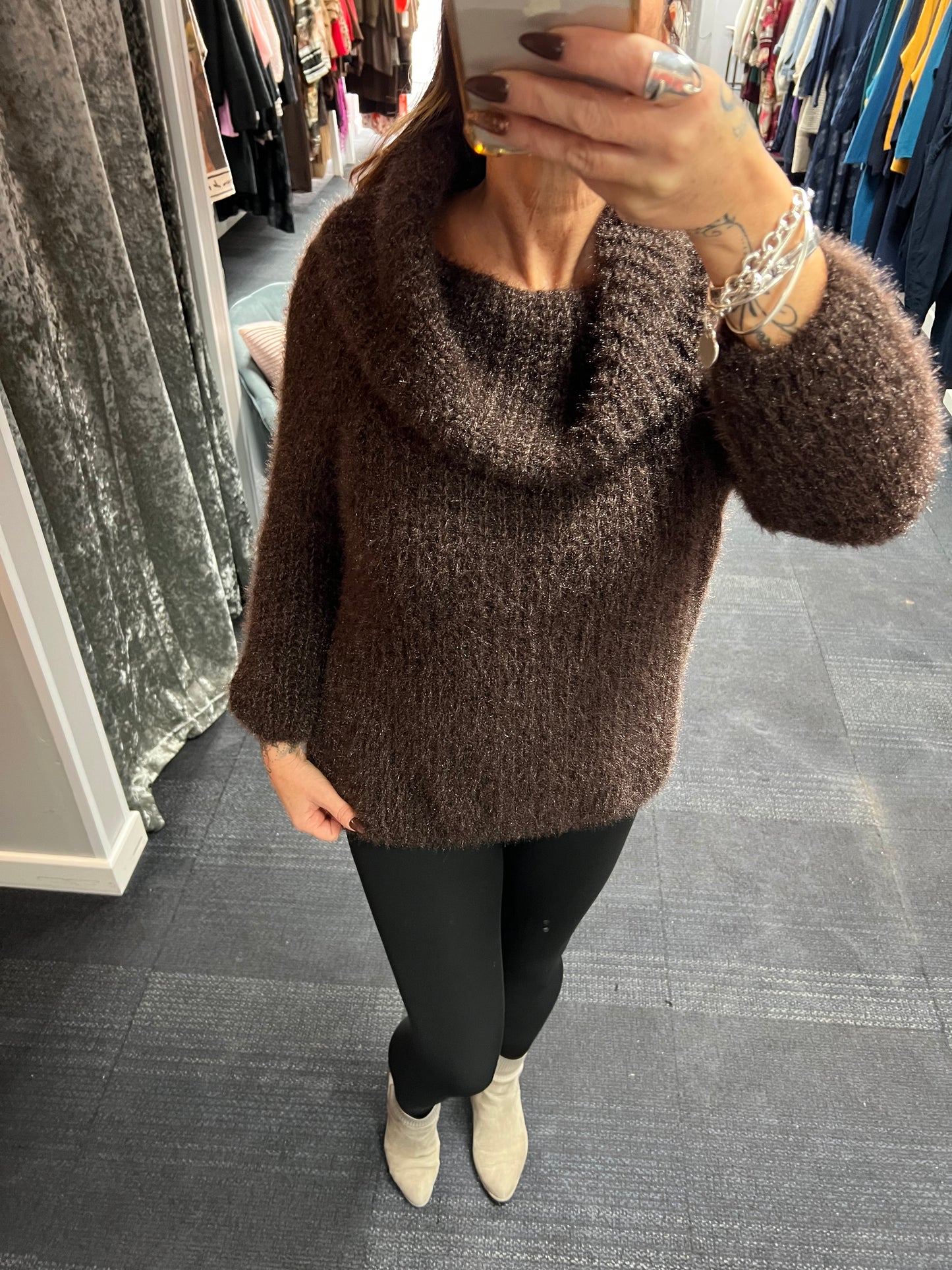 Cowl Neck Fluffy Knit
