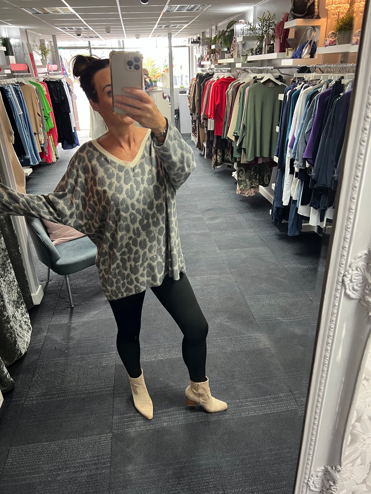Leopard Print Lurex Top