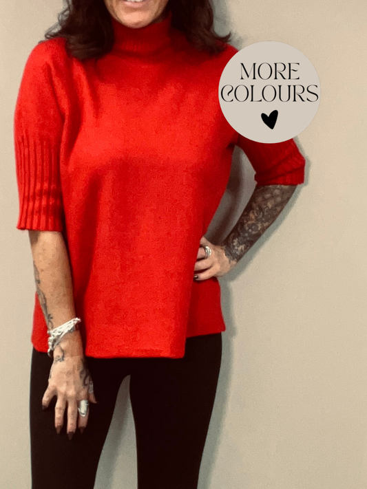 Turtle Neck Half Sleeve Knit