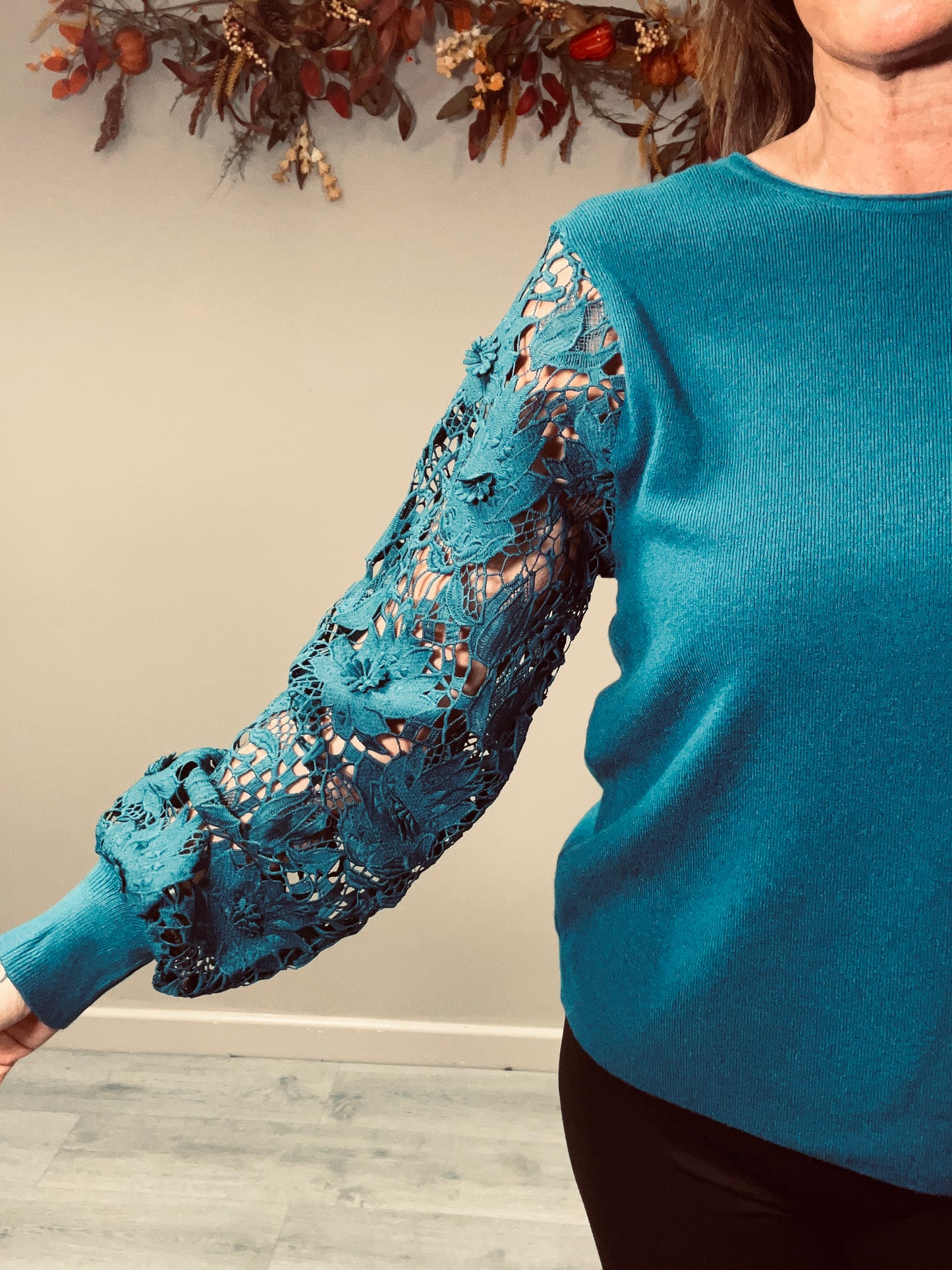 Lace Sleeve Knit