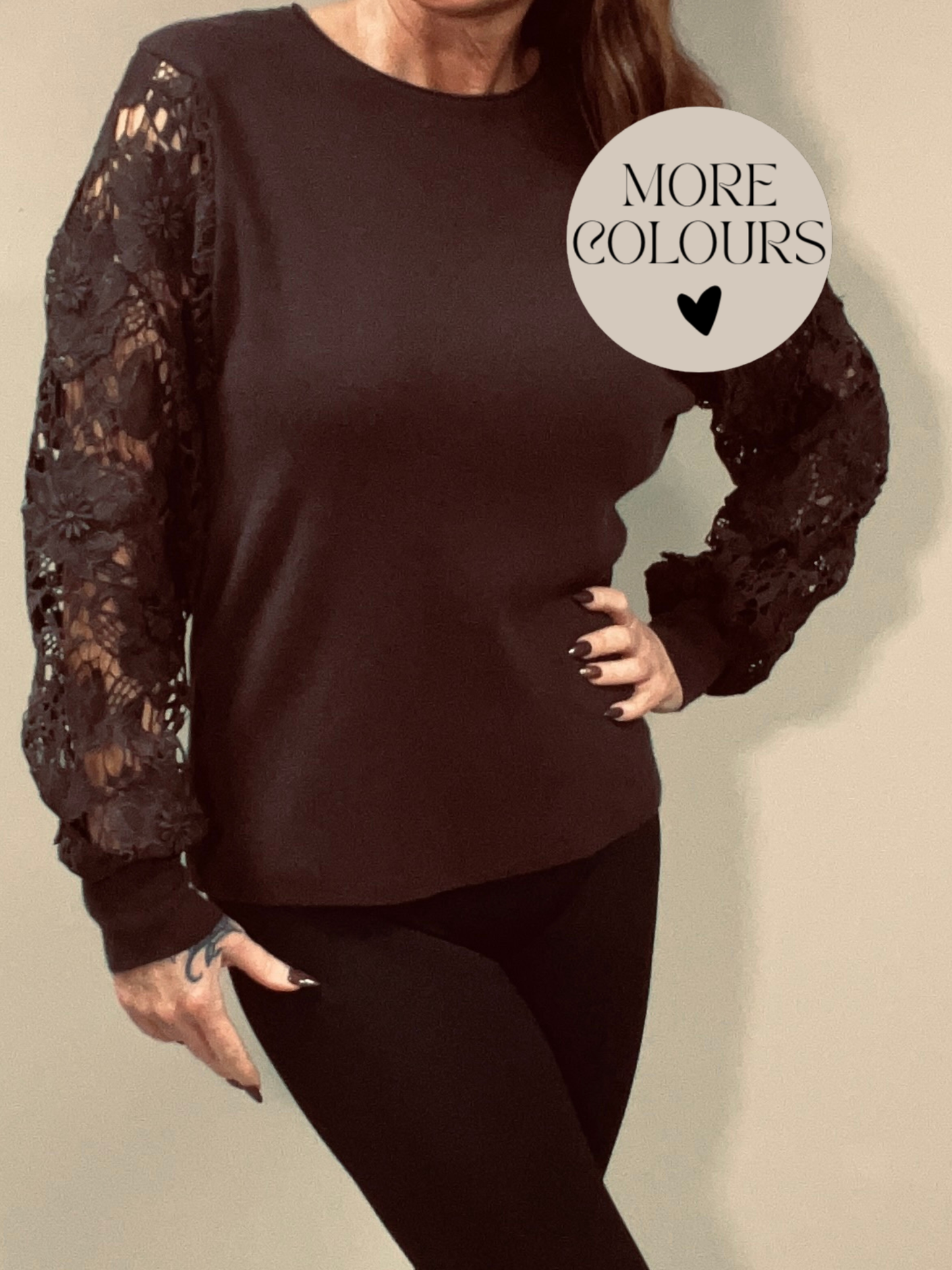 Lace Sleeve Knit