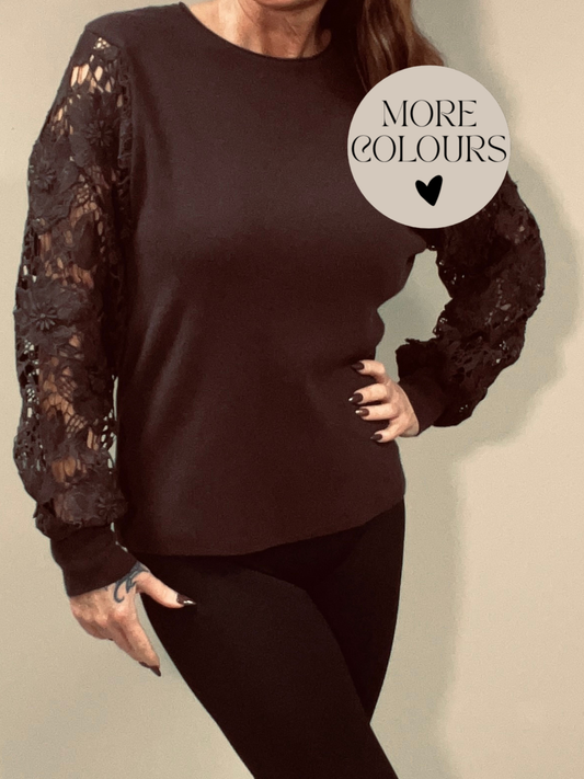 Lace Sleeve Knit