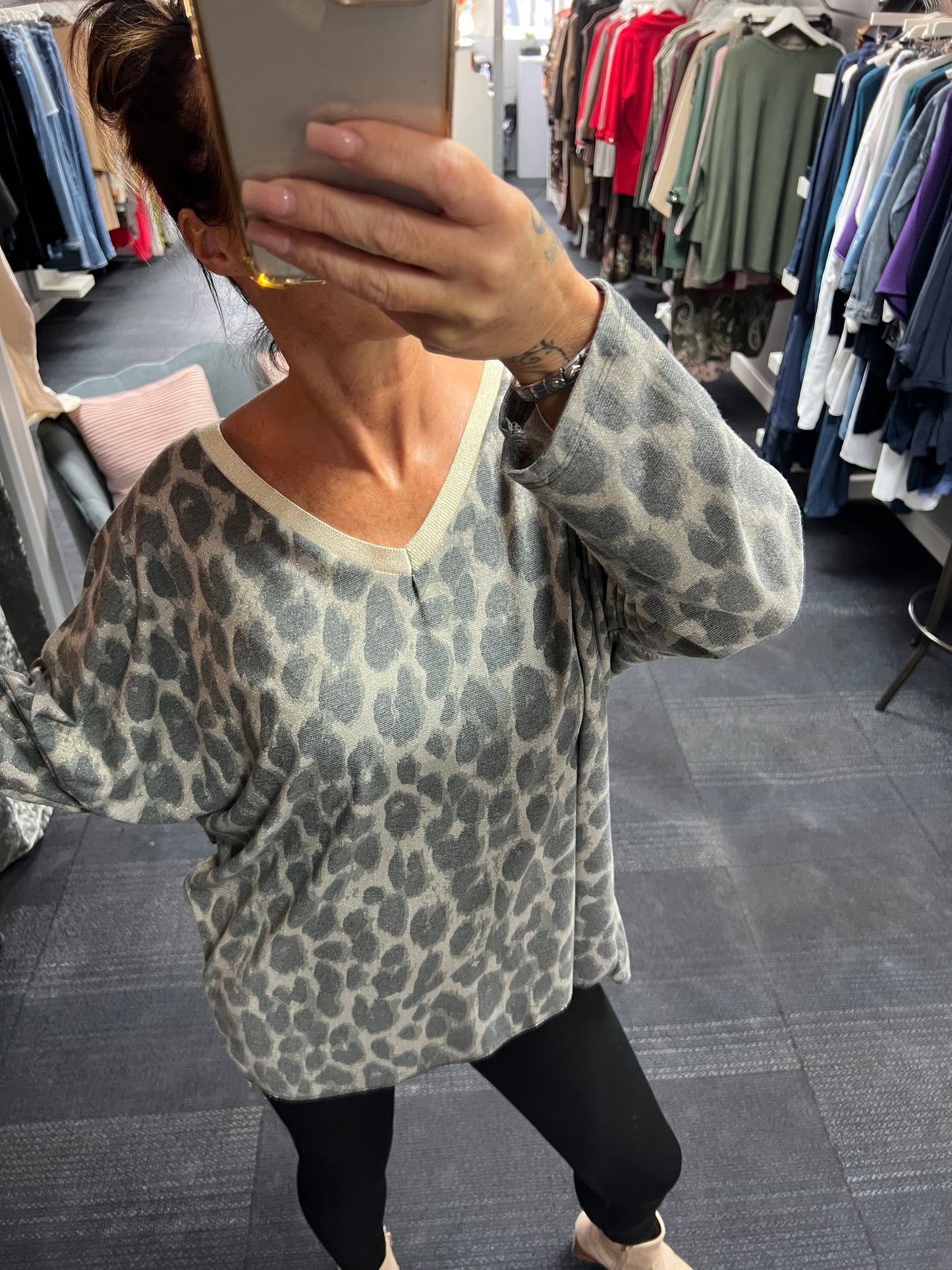Leopard Print Lurex Top