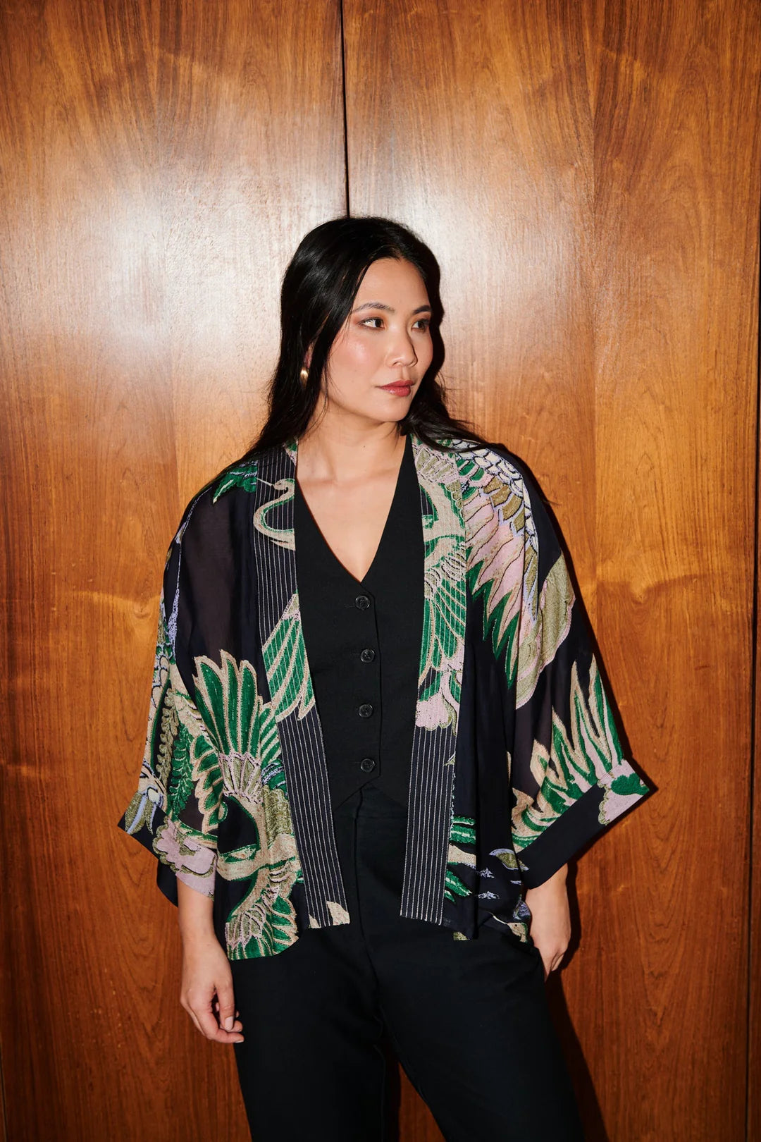 OHS Crane Emerald Kimono