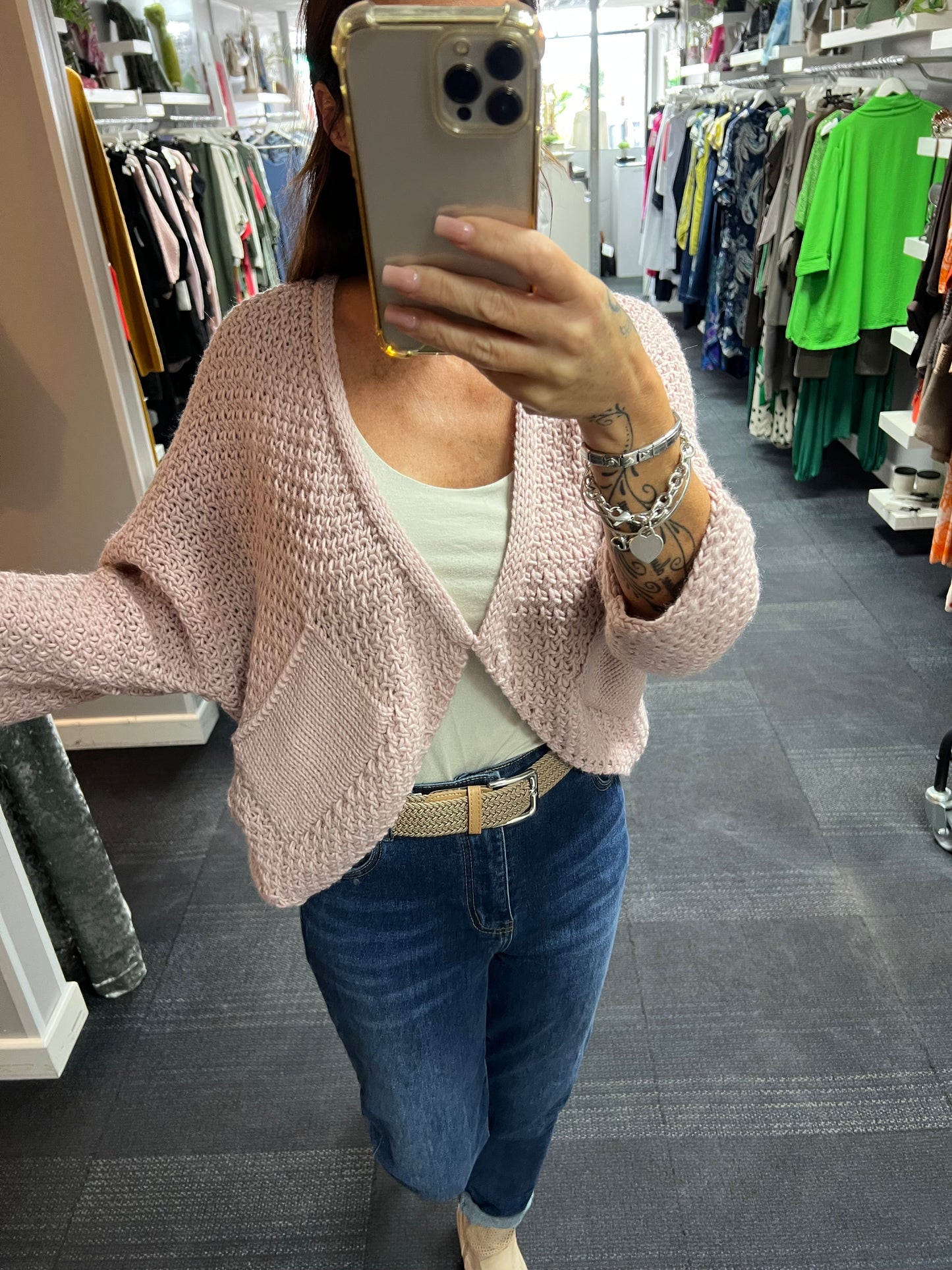 Waffle Pocket Open Cardigan