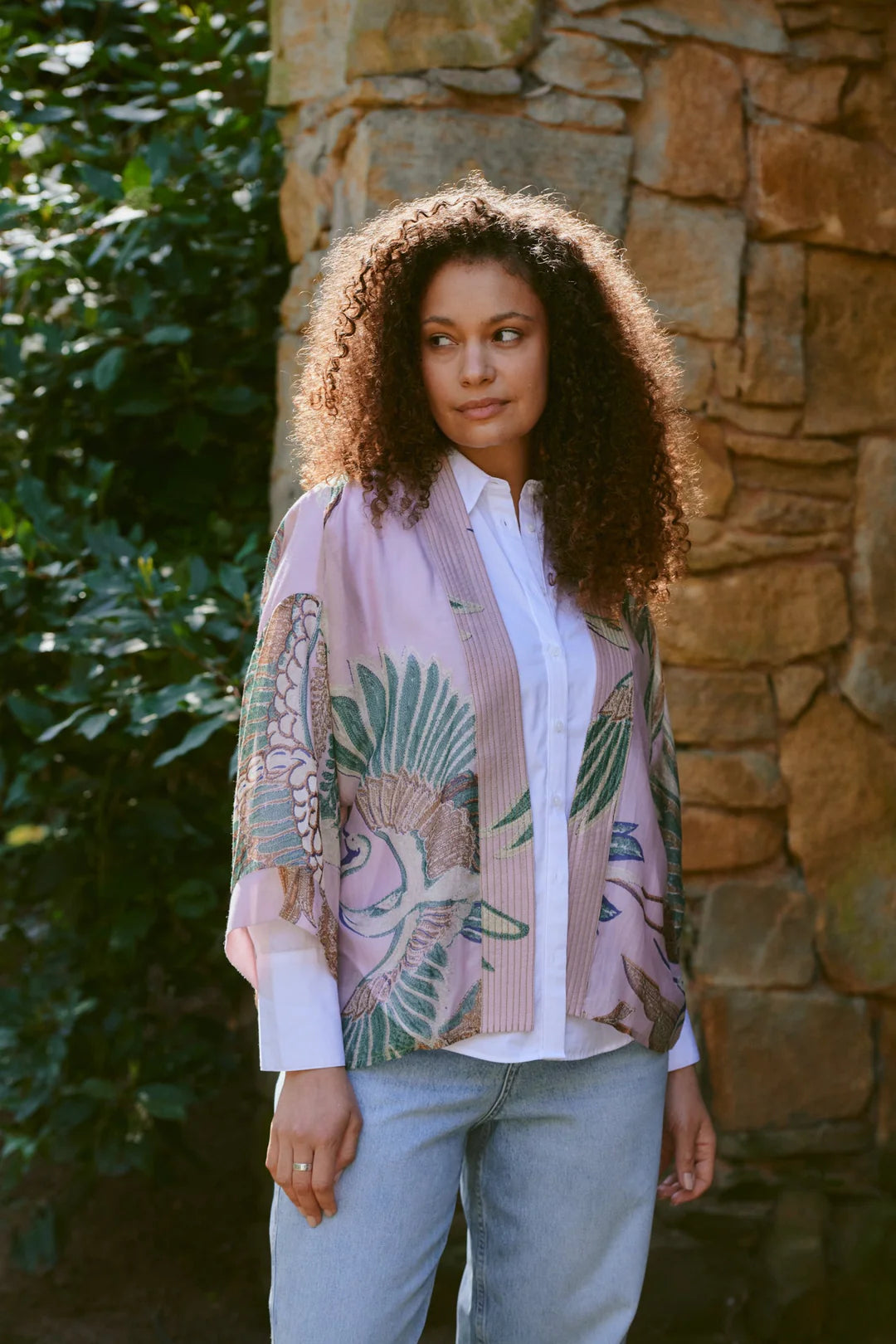 OHS Crane Plaster Pink Kimono