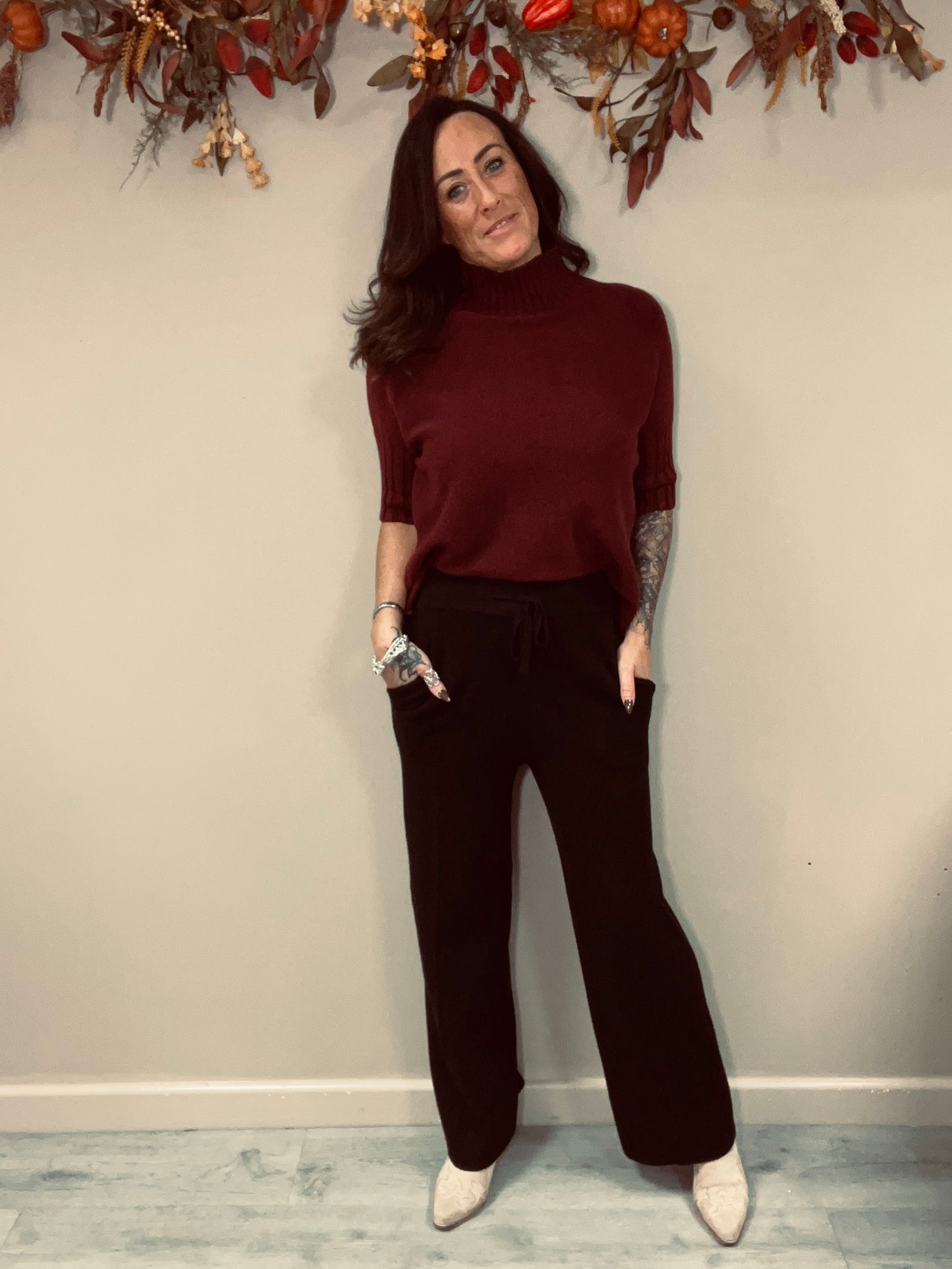 Wide Leg Knit Trousers