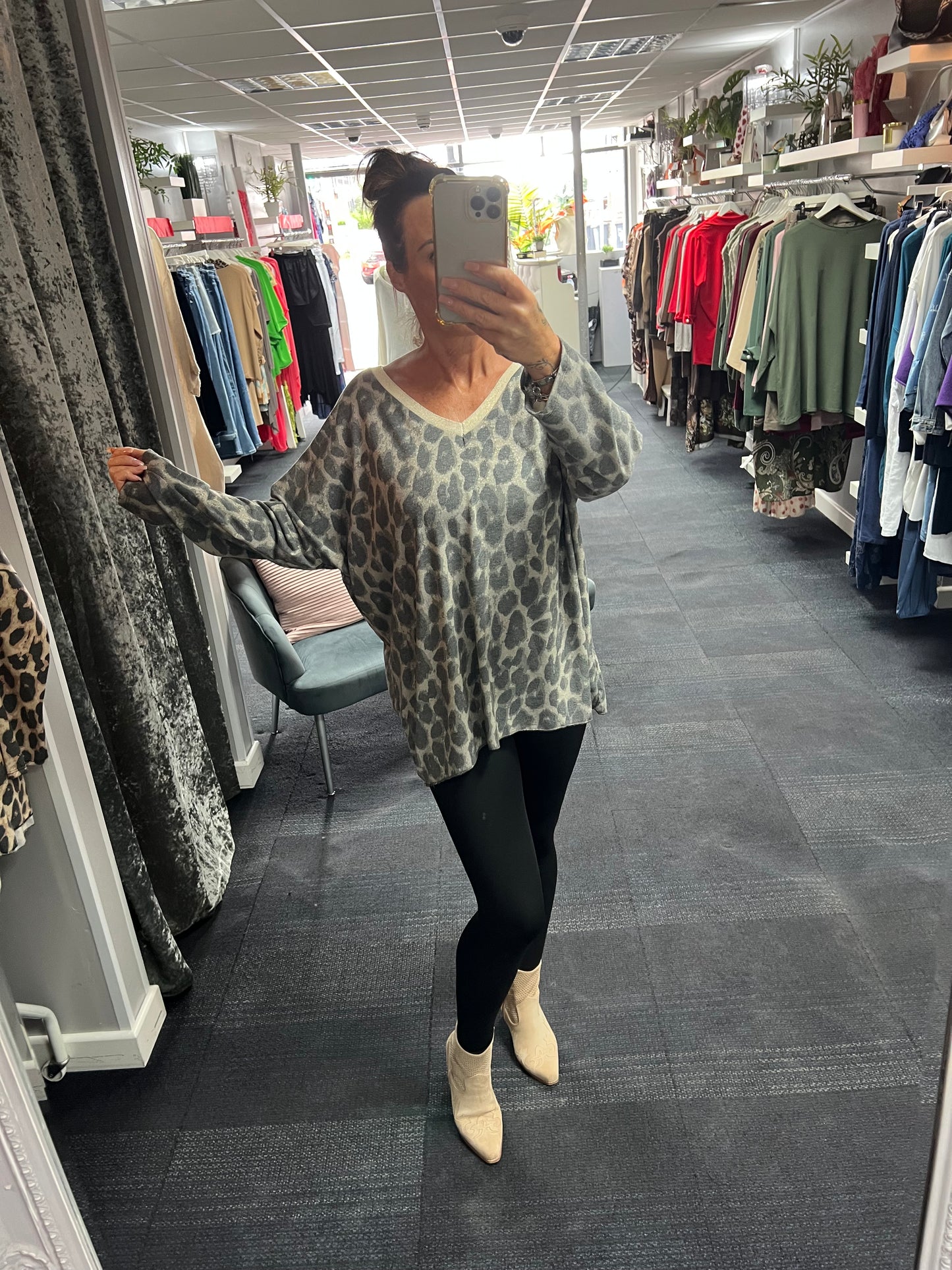 Leopard Print Lurex Top
