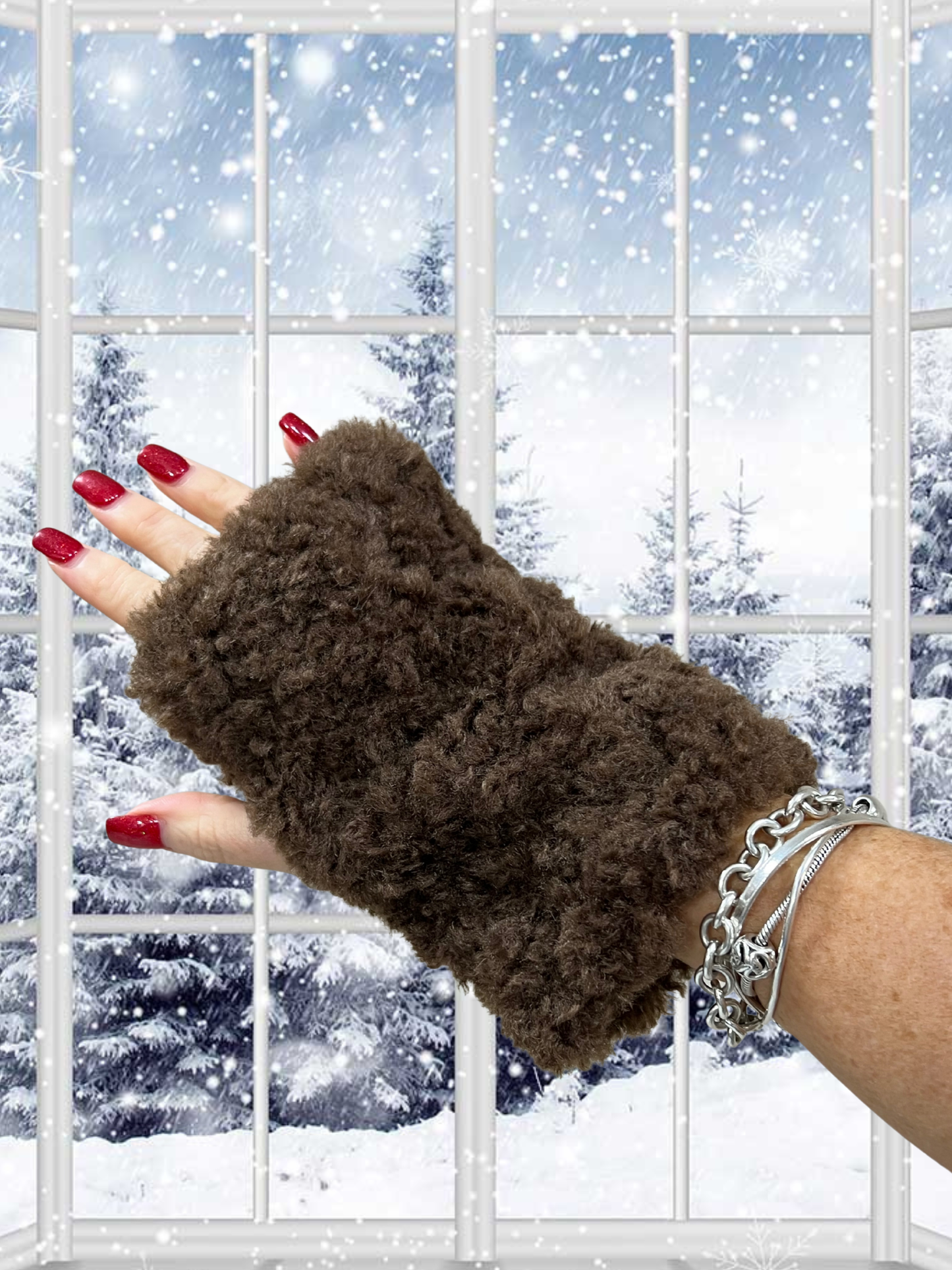 Teddy Fingerless Mittens