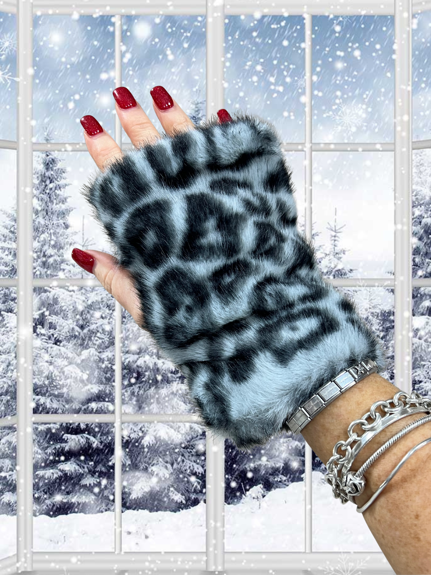 Animal Print Fingerless Mittens
