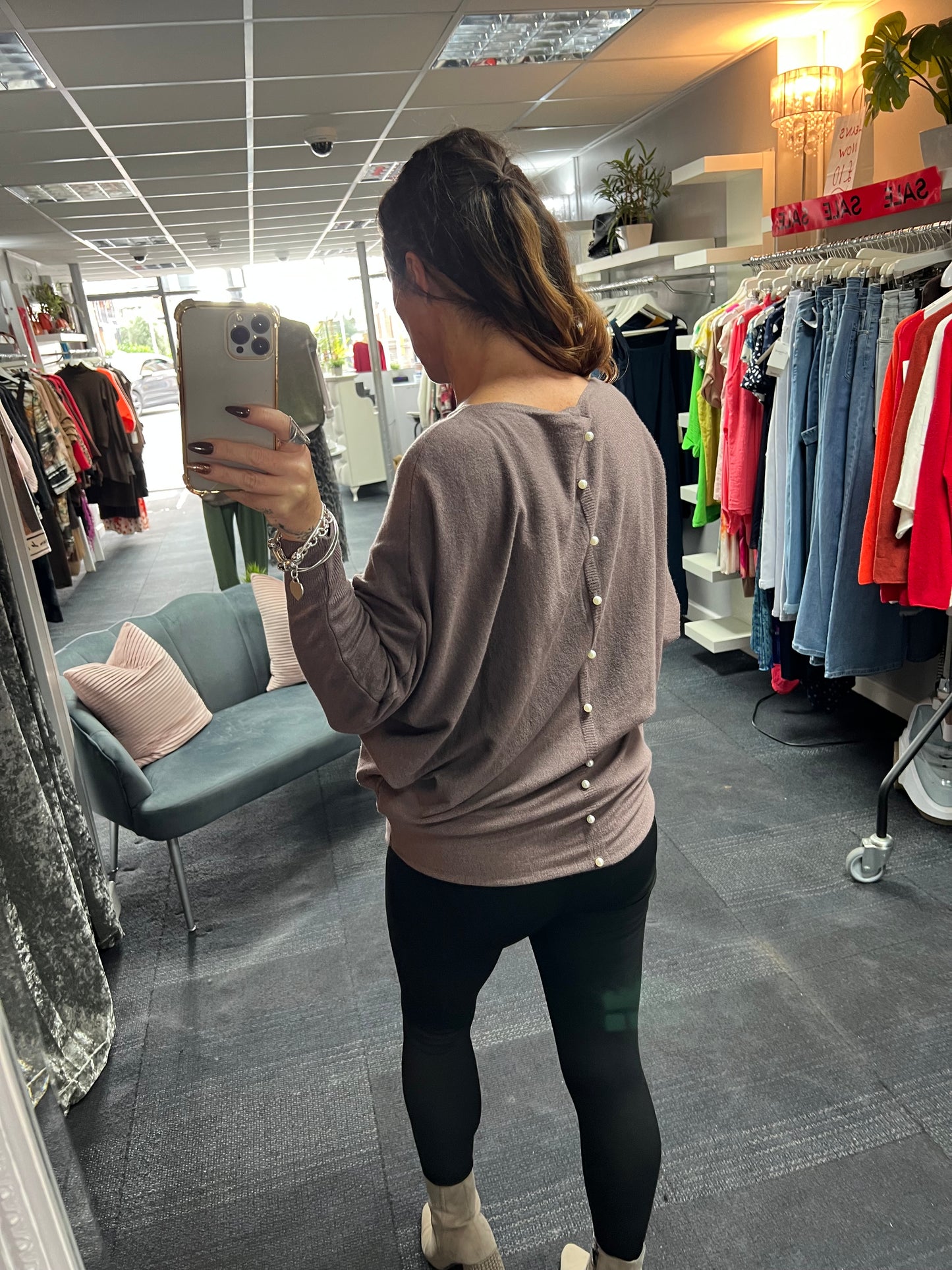Pearl Back Batwing Knit