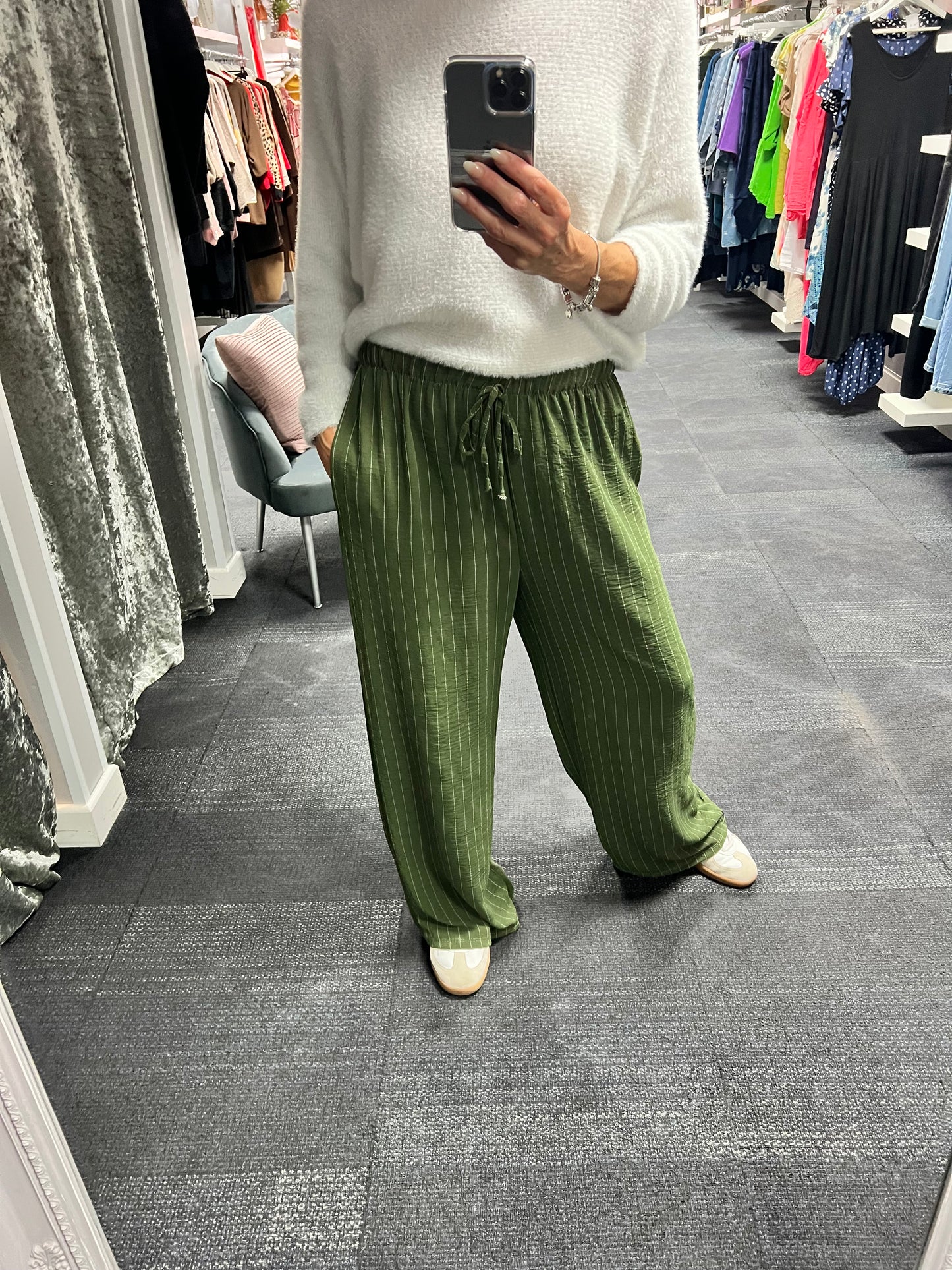 Pinstripe Wide Leg Trousers