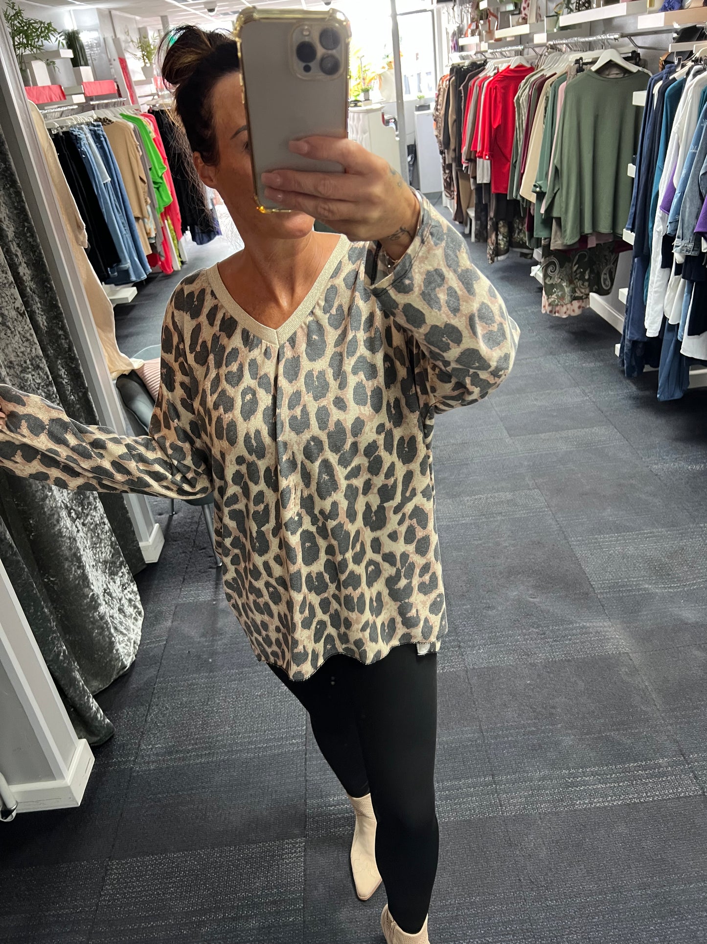 Leopard Print Lurex Top