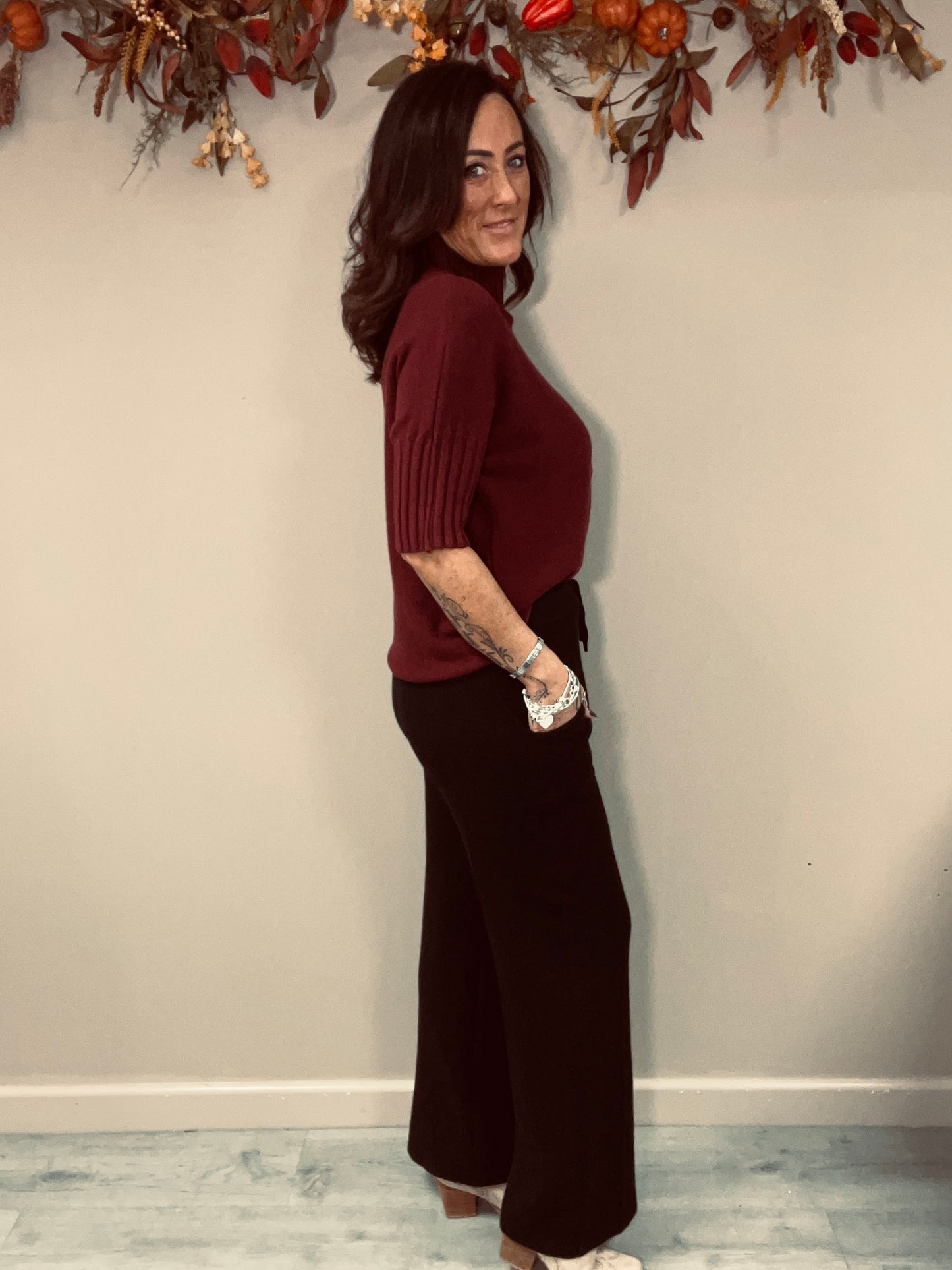 Wide Leg Knit Trousers