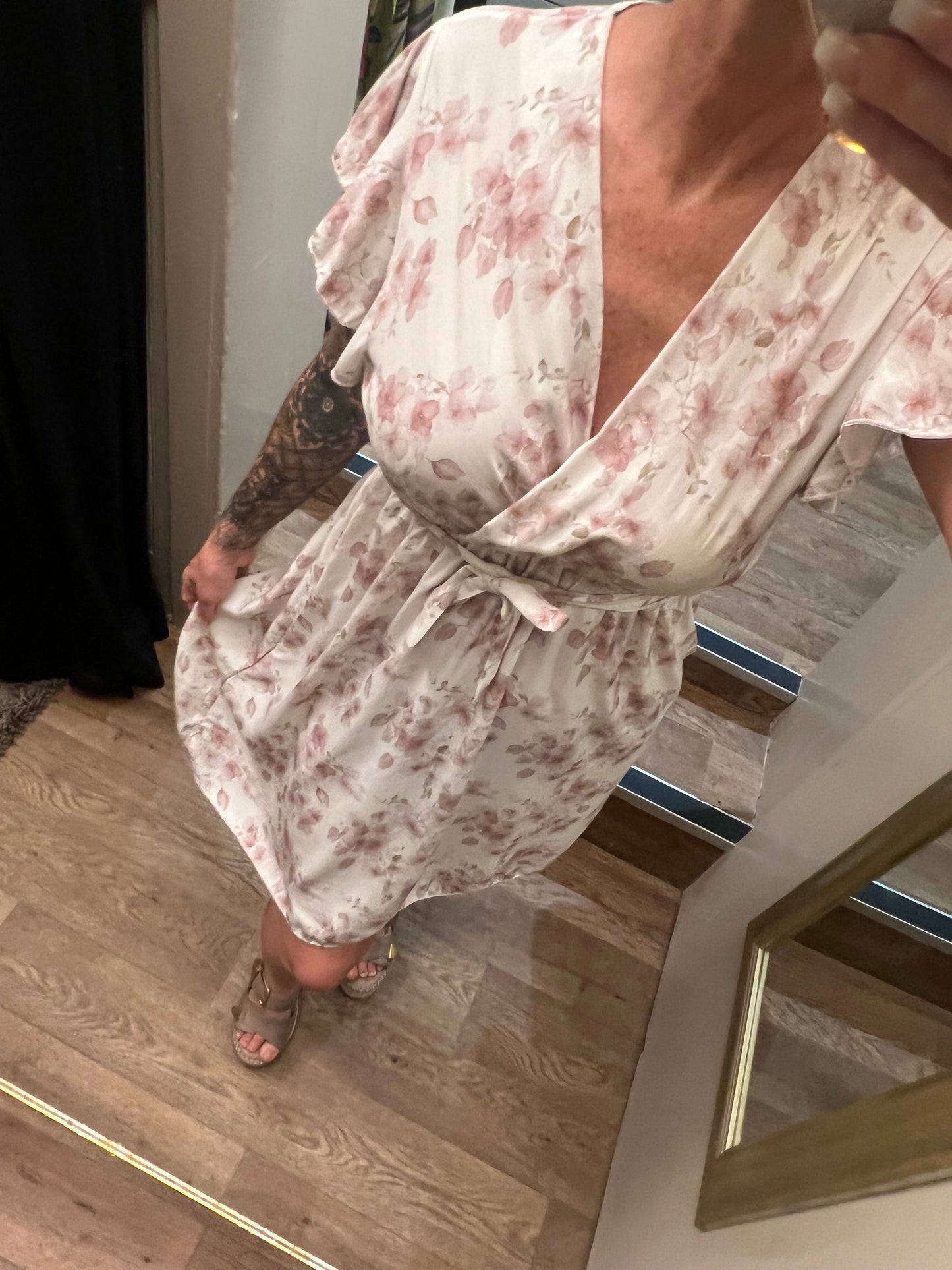 Floral Wrap Belted Dress