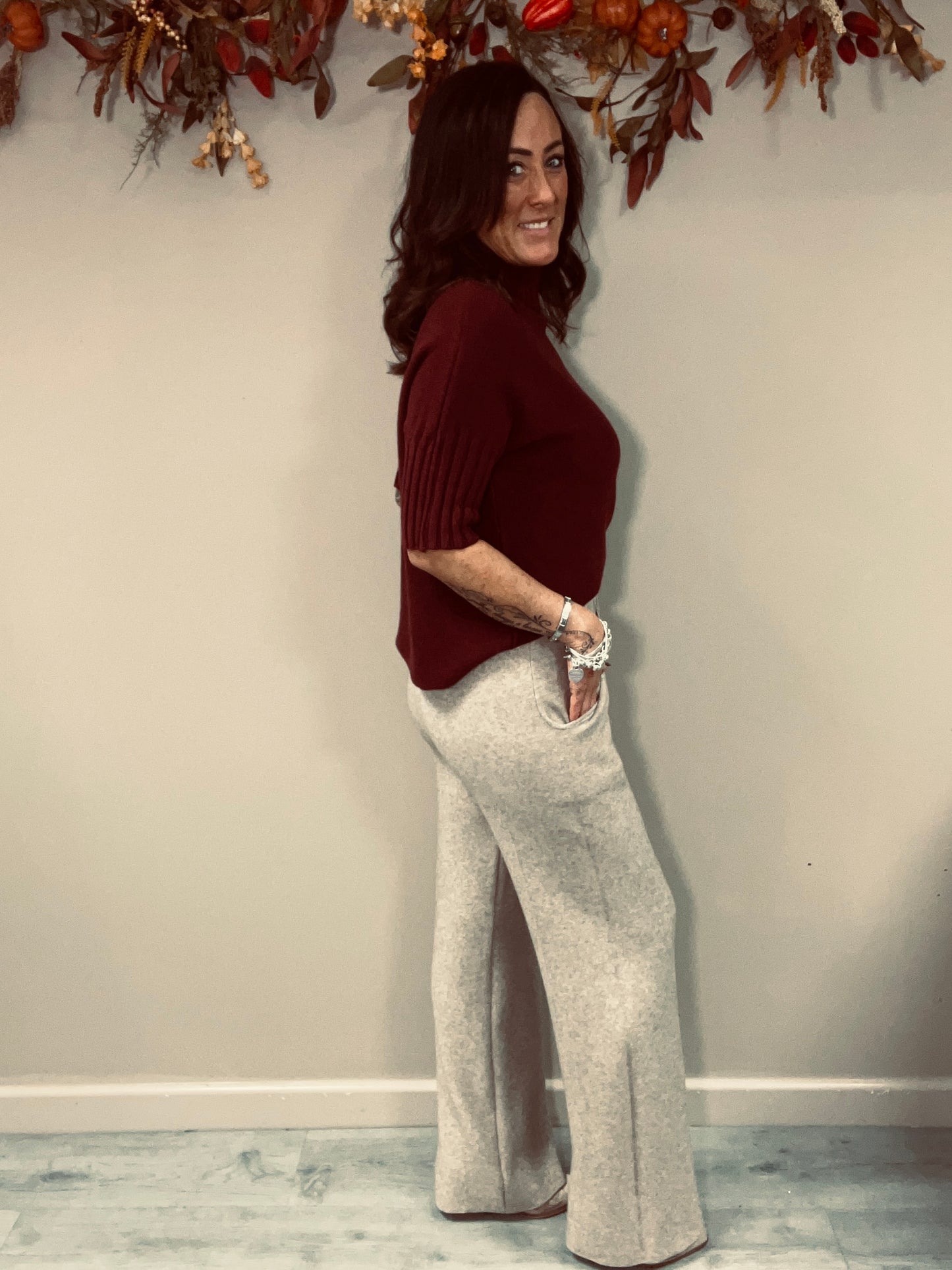 Wide Leg Knit Trousers