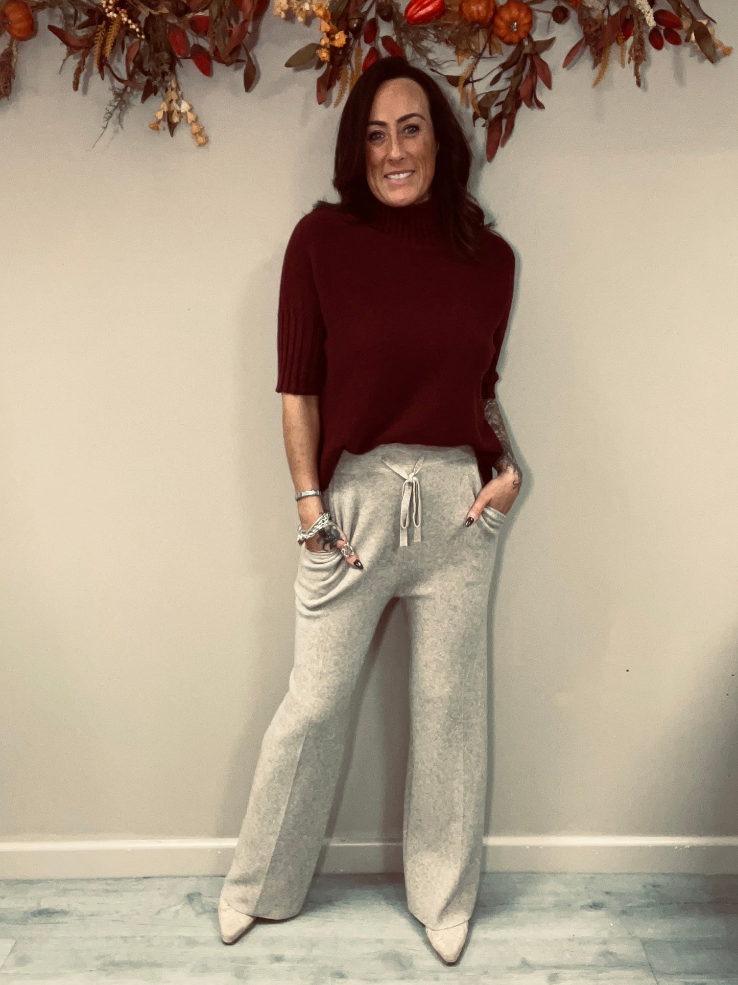 Wide Leg Knit Trousers