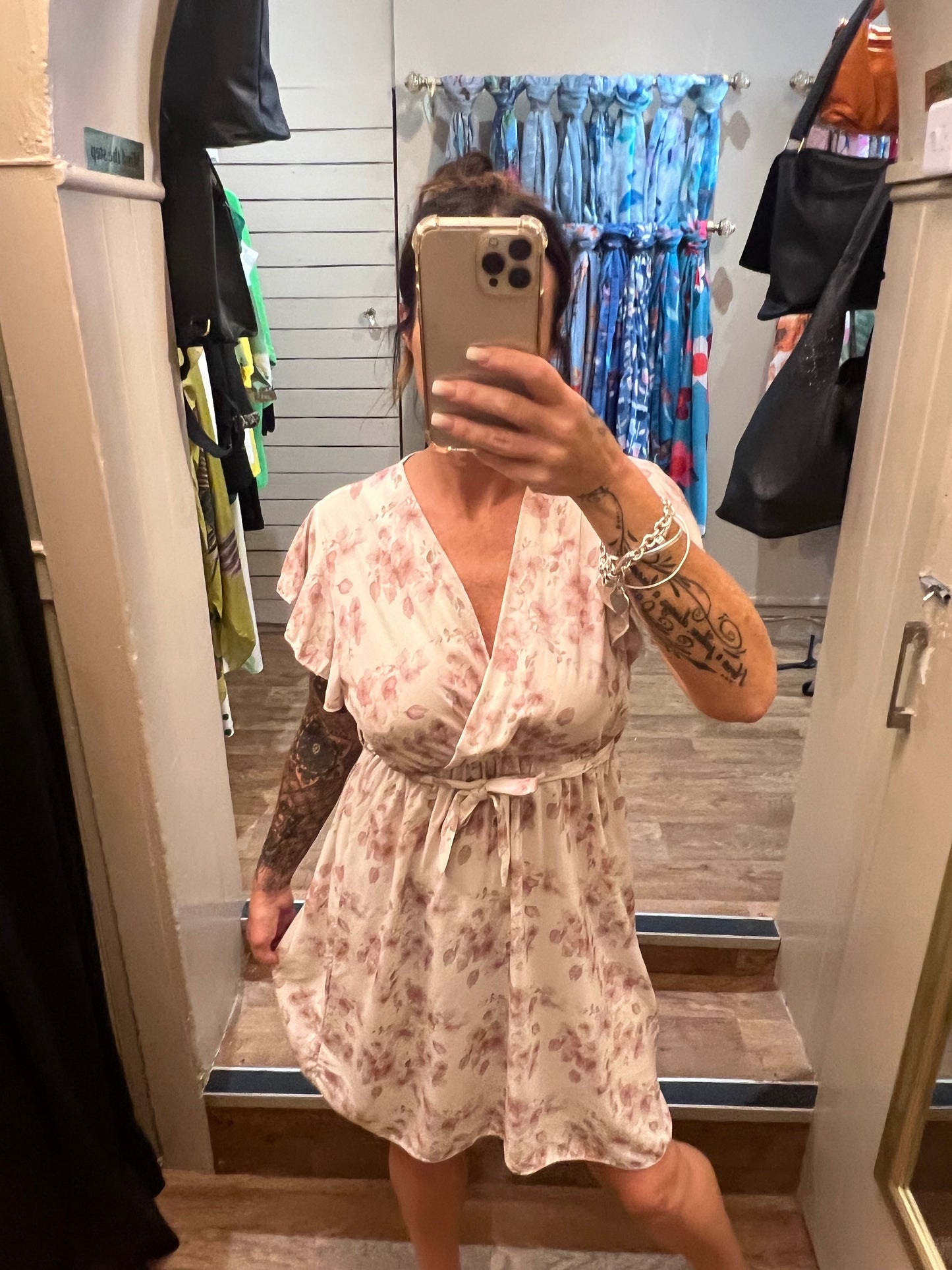 Floral Wrap Belted Dress