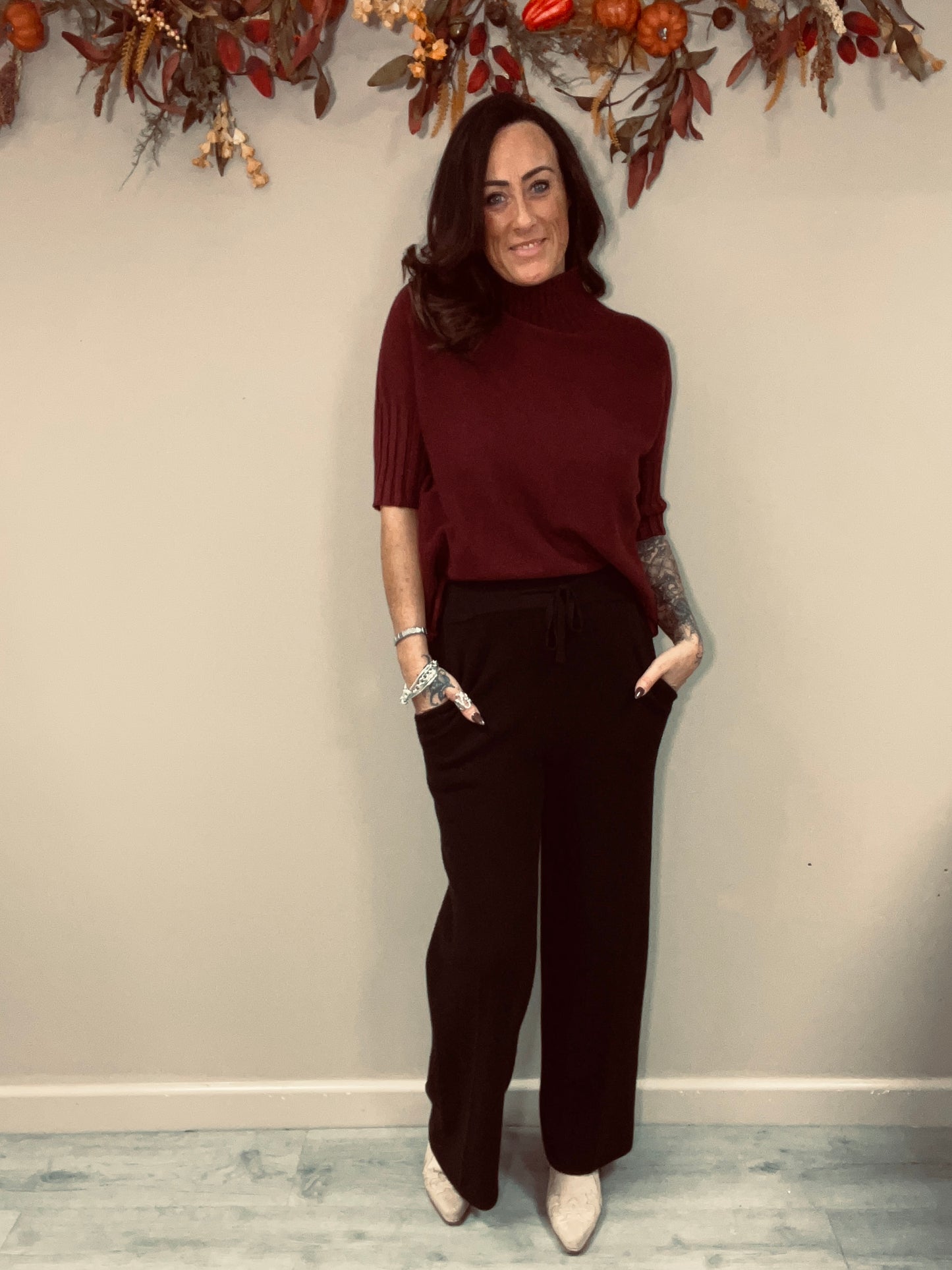 Wide Leg Knit Trousers