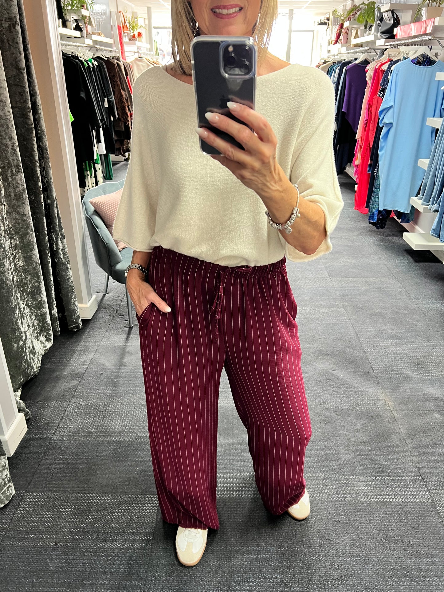 Pinstripe Wide Leg Trousers