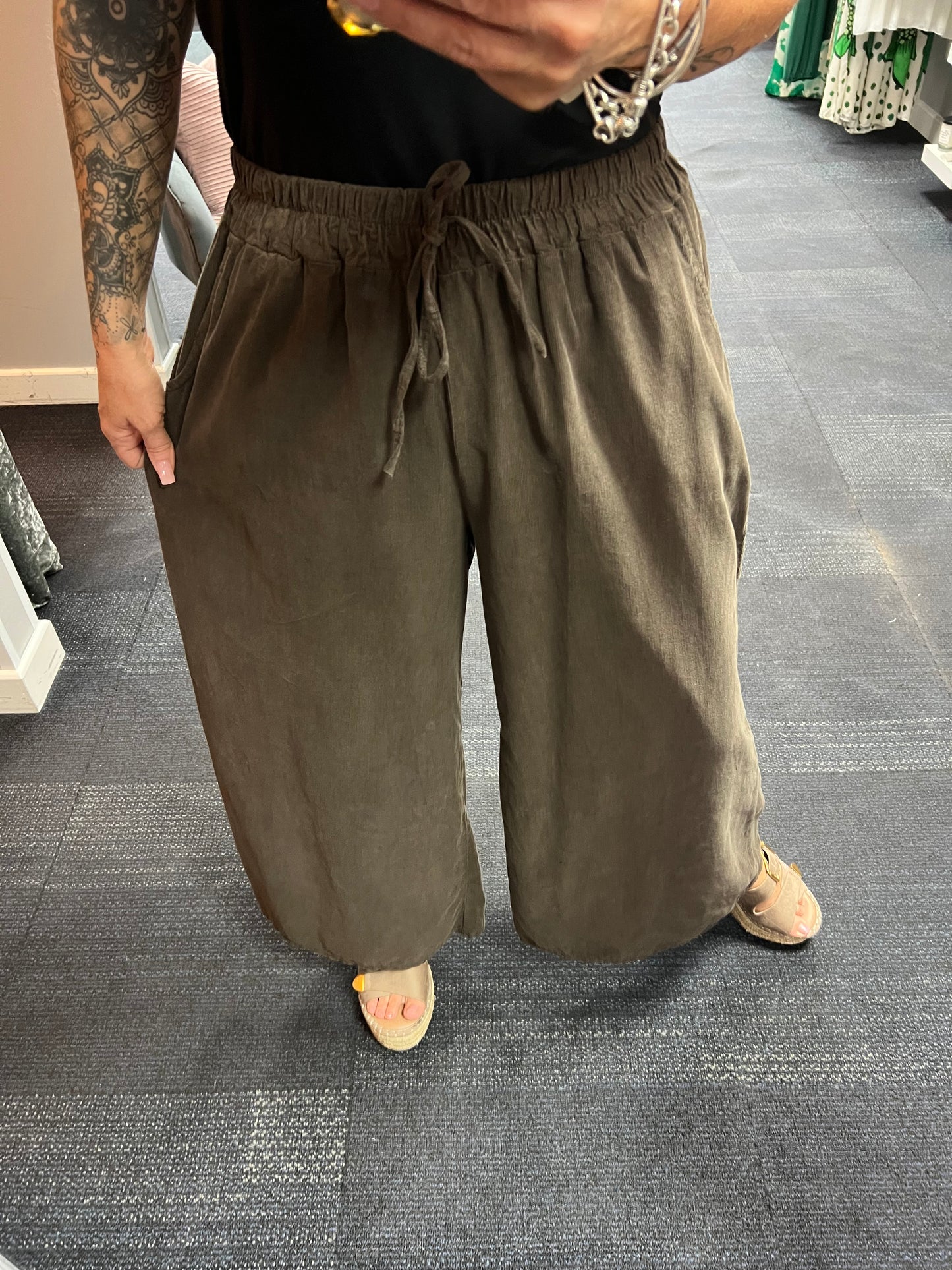 Needlecord Wide Leg Trousers