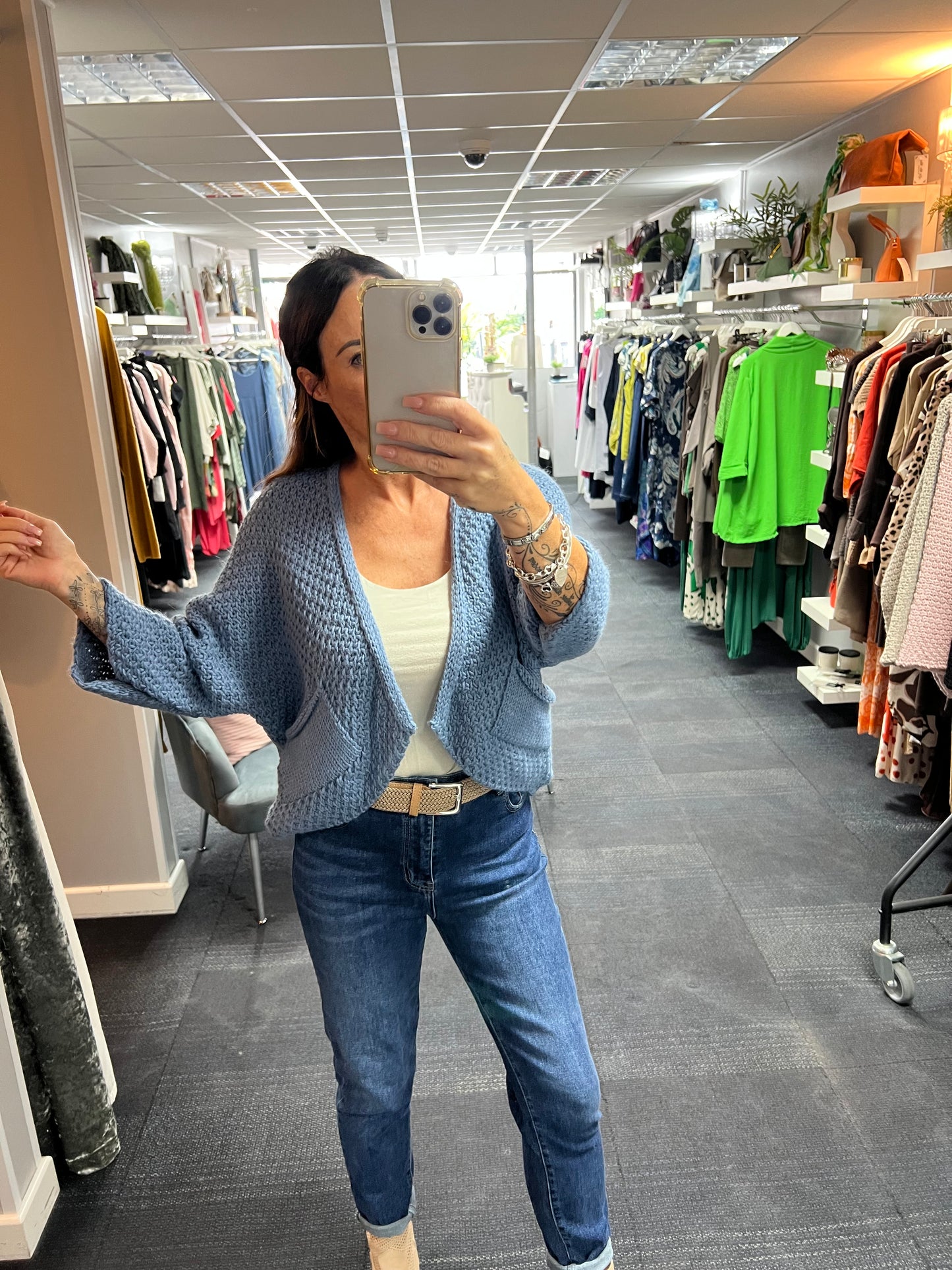 Waffle Pocket Open Cardigan