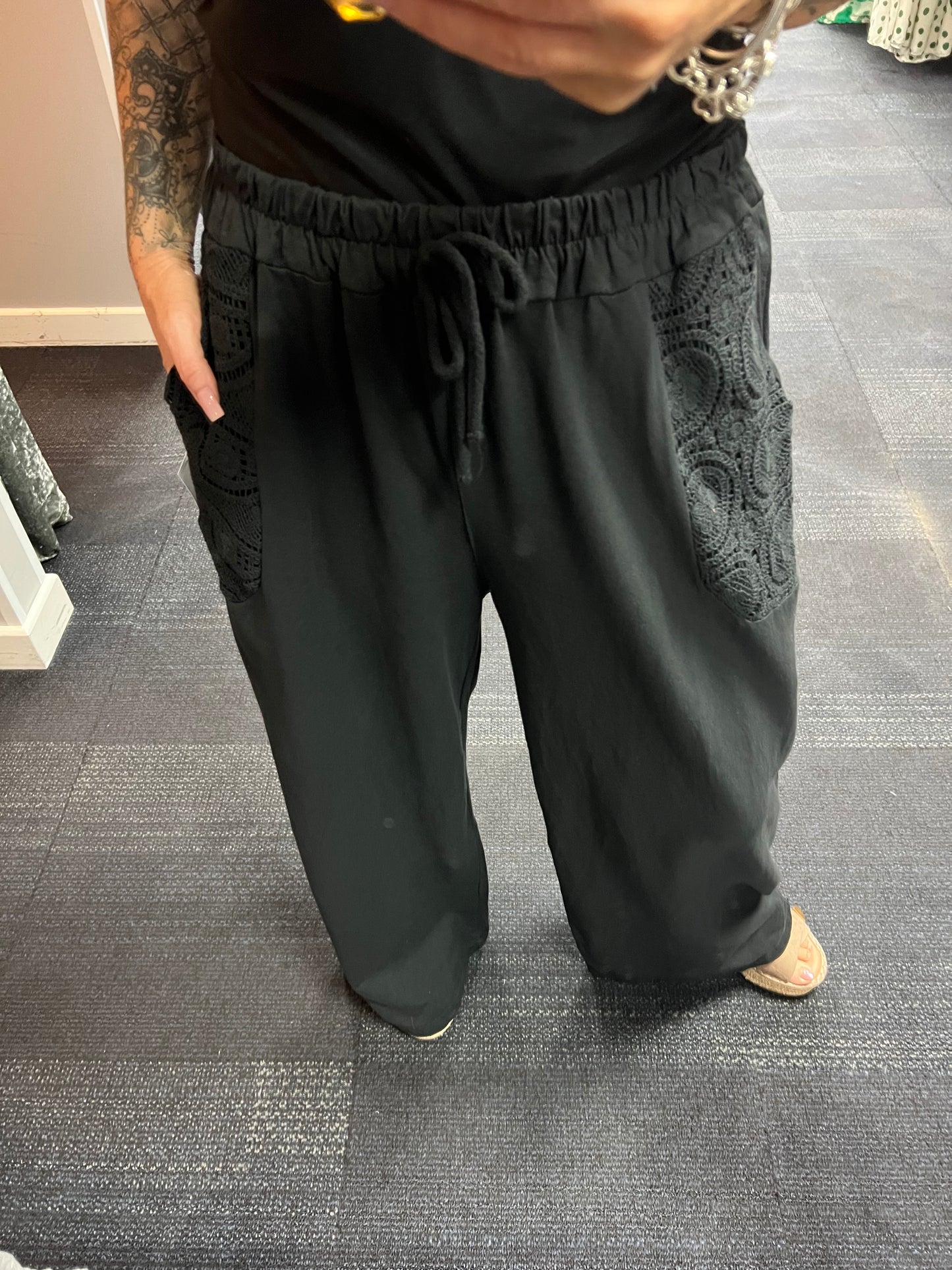 Cotton Crochet Pocket Trousers