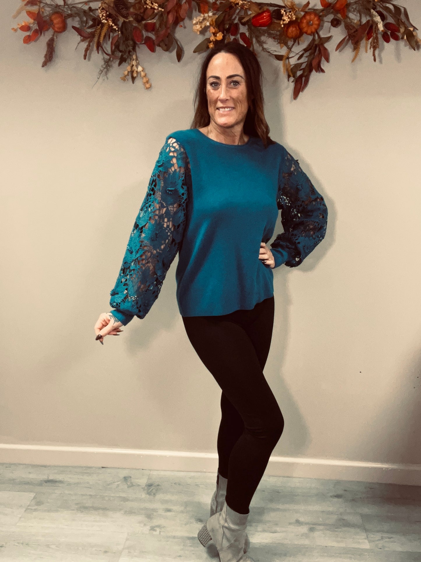 Lace Sleeve Knit