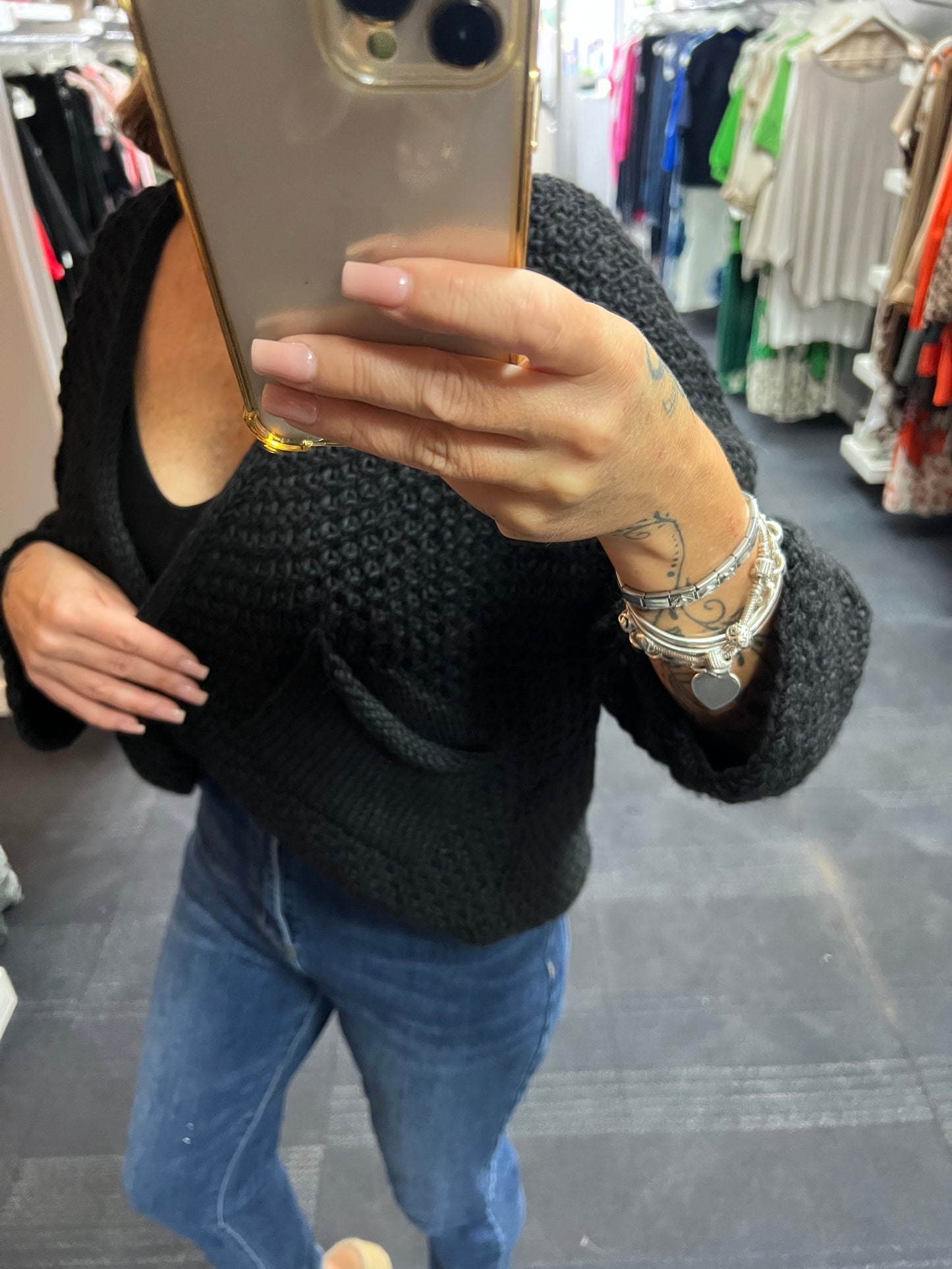 Waffle Pocket Open Cardigan