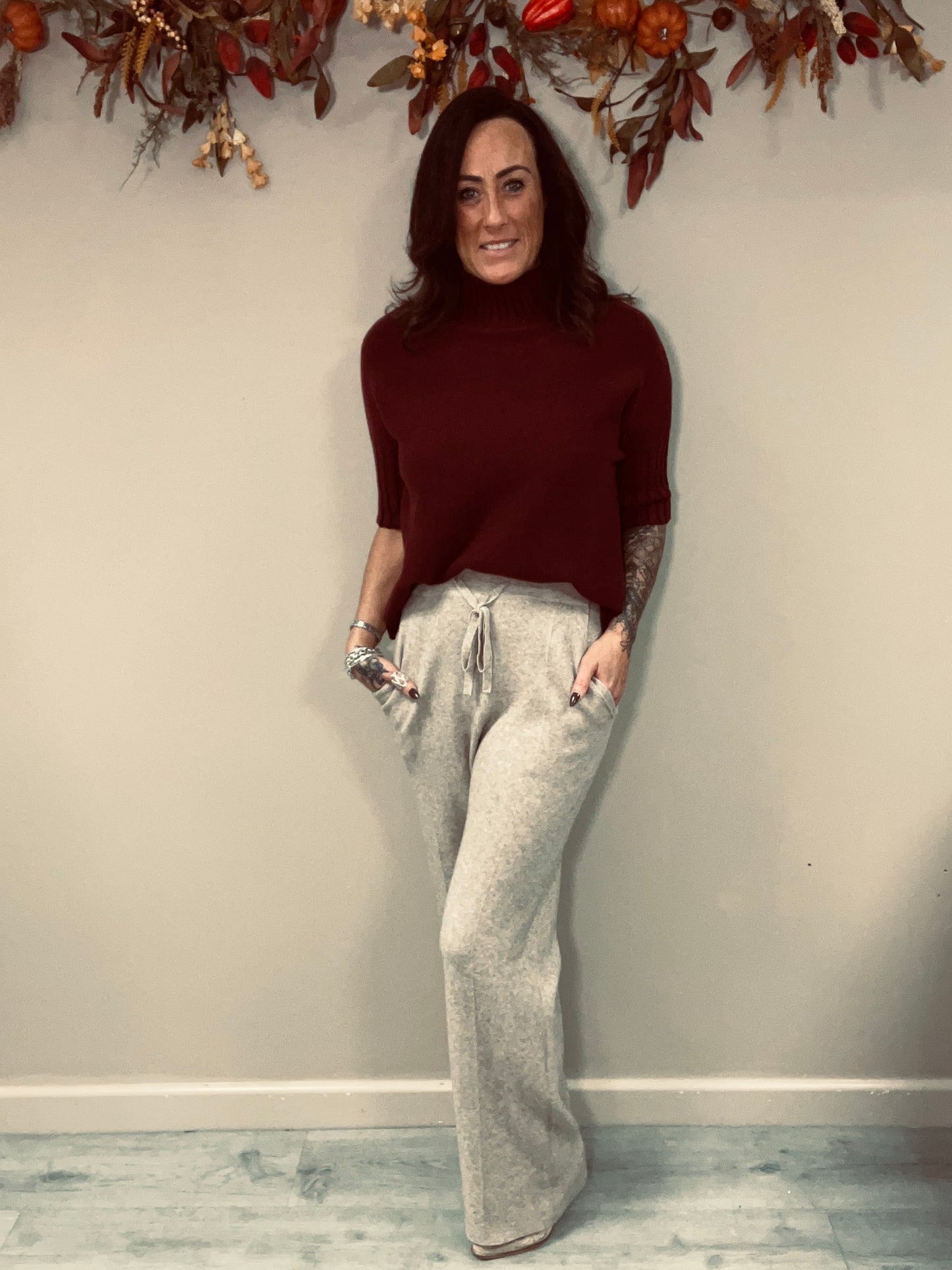 Wide Leg Knit Trousers