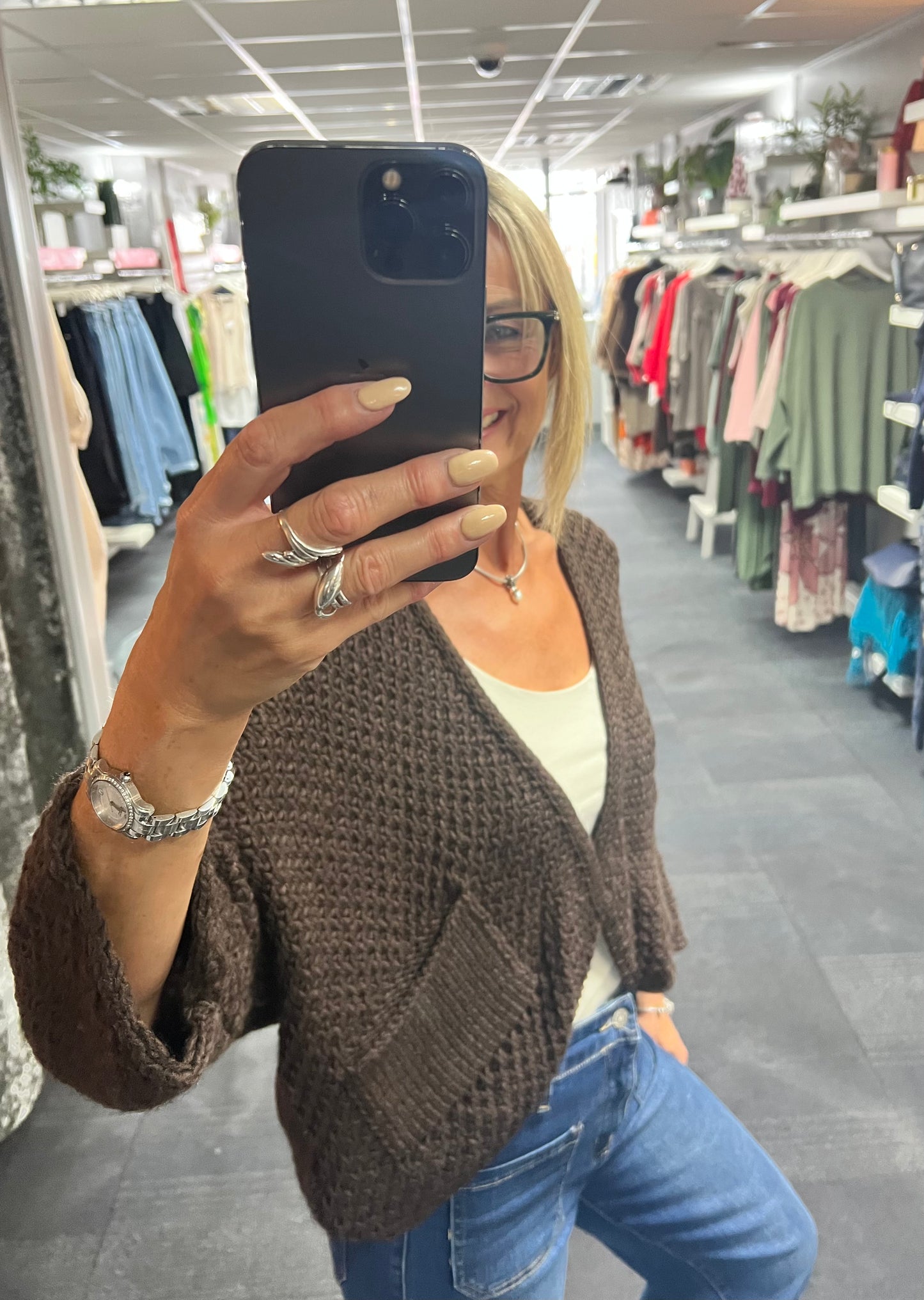 Waffle Pocket Open Cardigan
