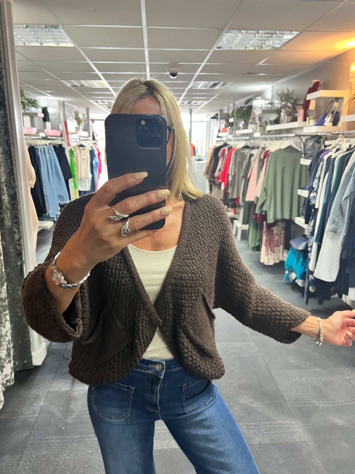 Waffle Pocket Open Cardigan