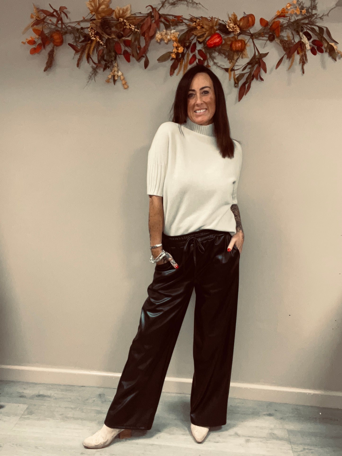PU Wide Leg Trousers