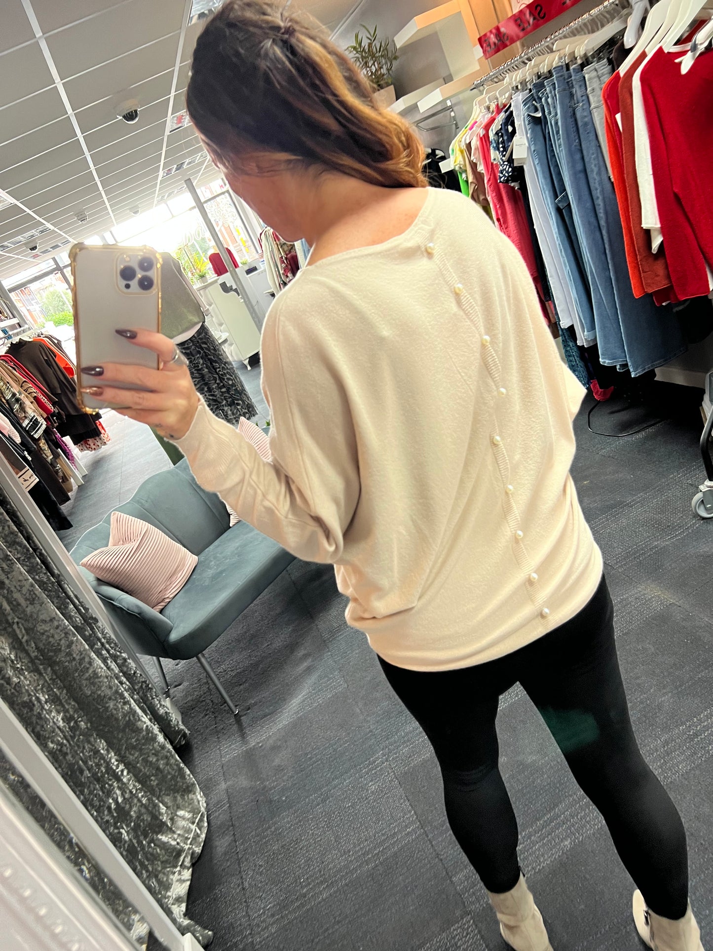 Pearl Back Batwing Knit