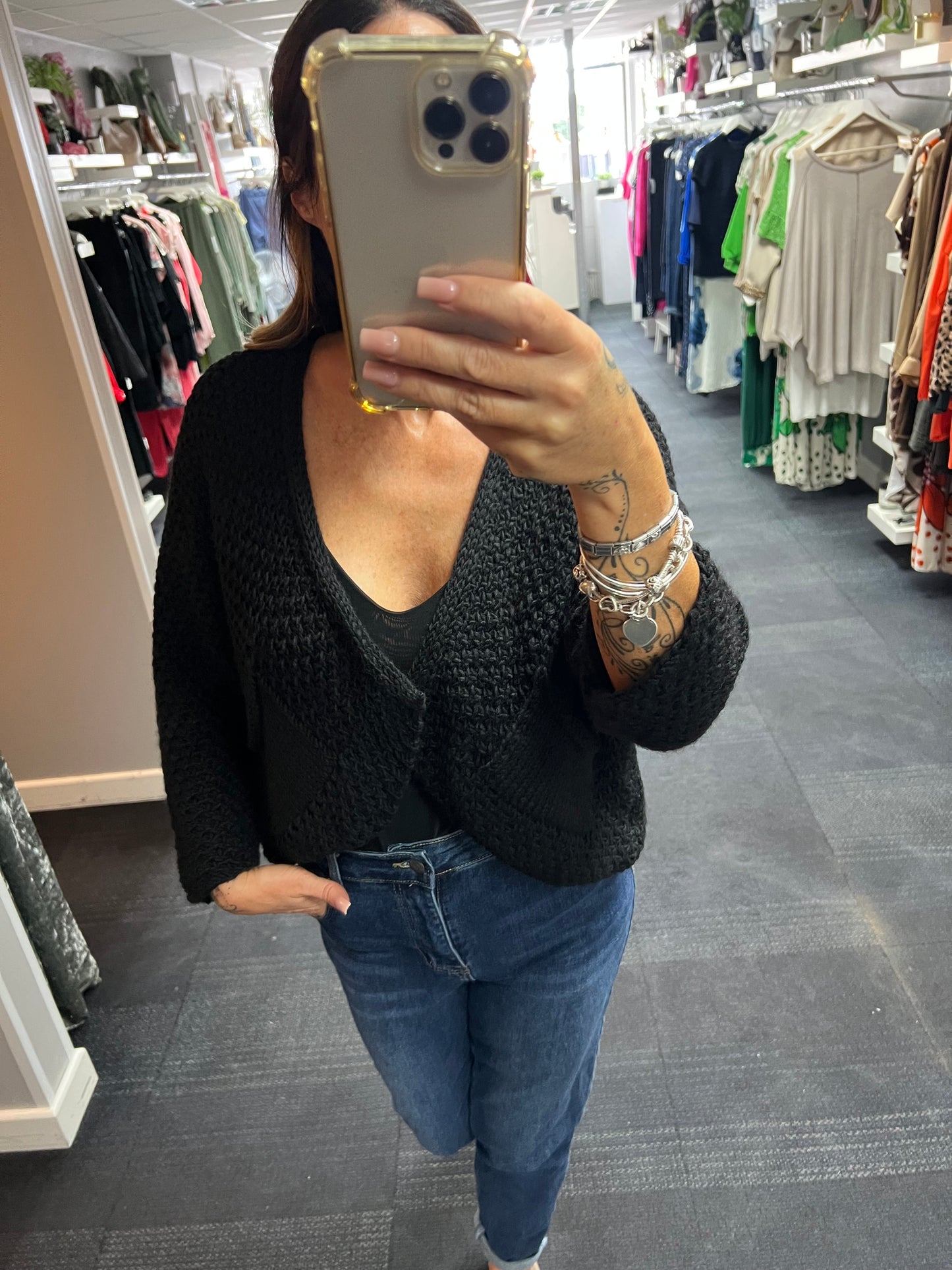 Waffle Pocket Open Cardigan