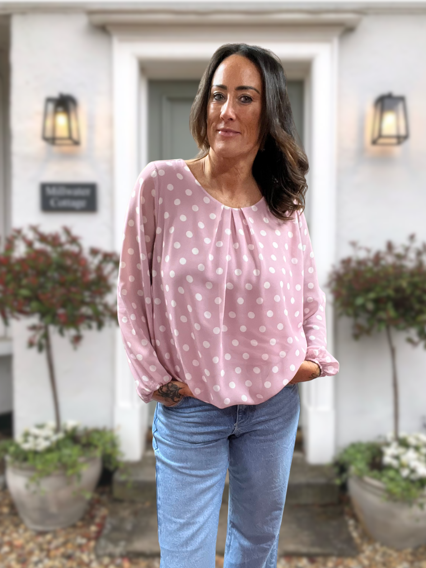 Chiffon Lined Spotty Blouse