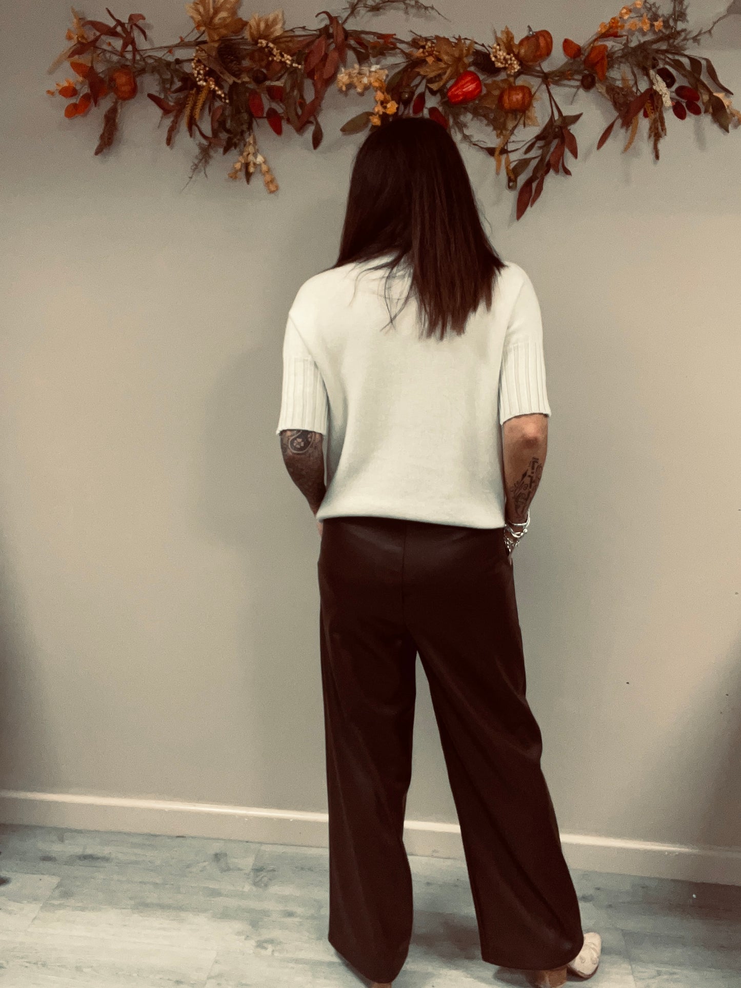 PU Wide Leg Trousers