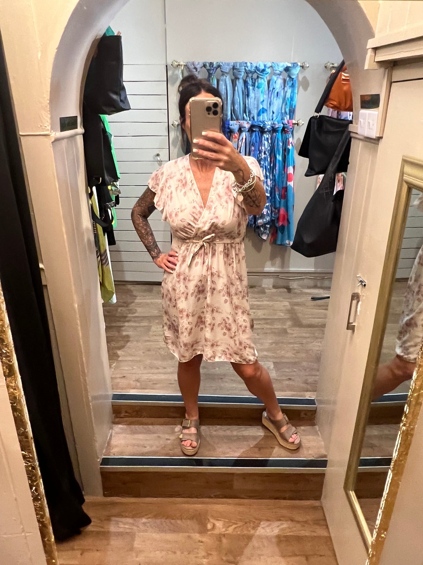 Floral Wrap Belted Dress