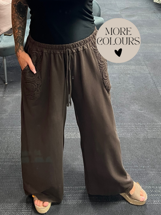 Cotton Crochet Pocket Trousers
