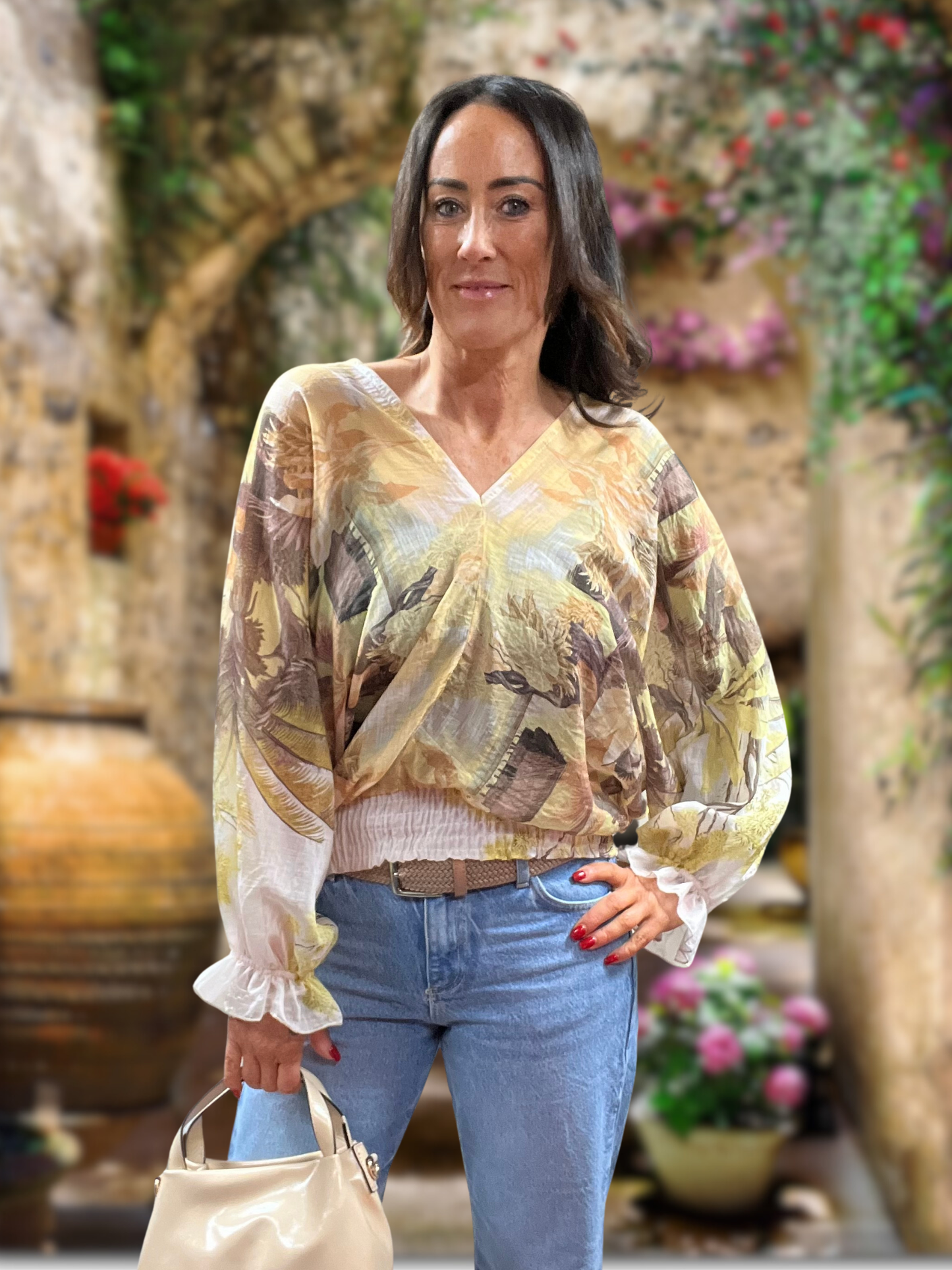 Floral Sheer Tie Back Blouse