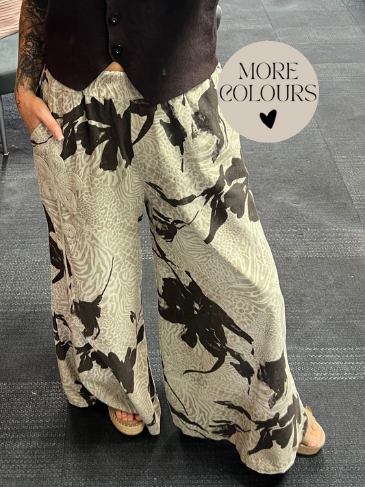 Flared Needlecord Patterned Trousers