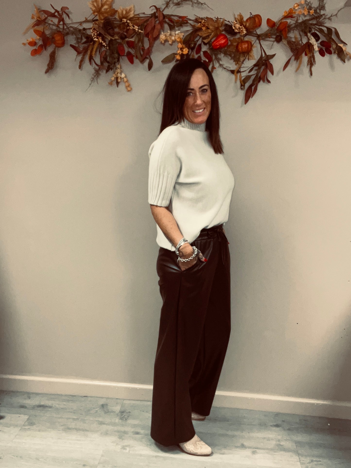PU Wide Leg Trousers