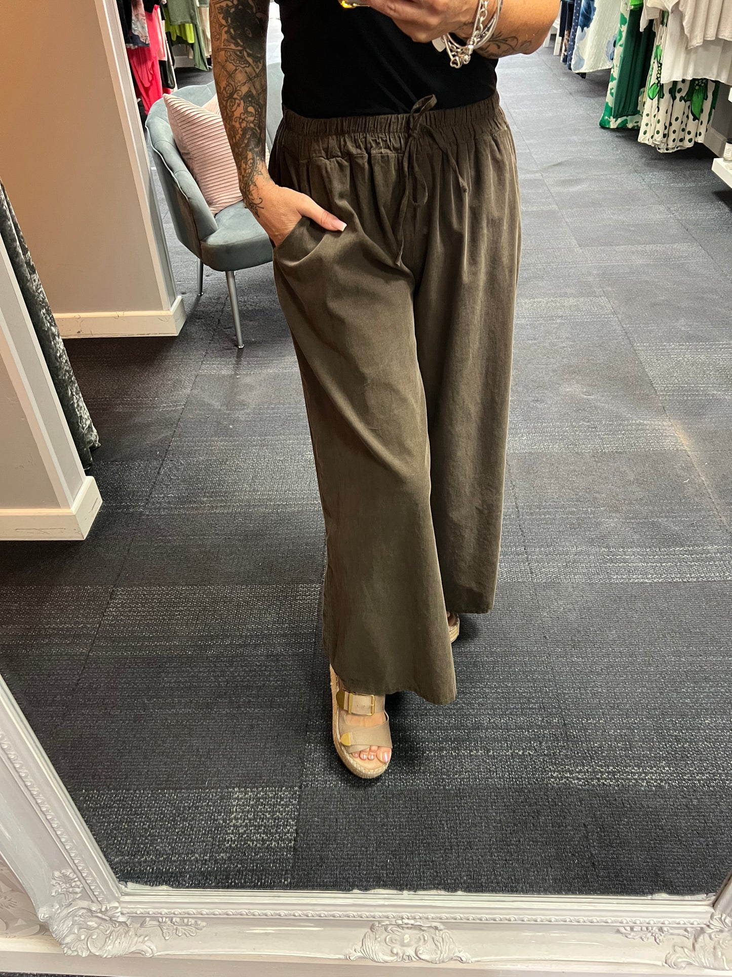 Needlecord Wide Leg Trousers