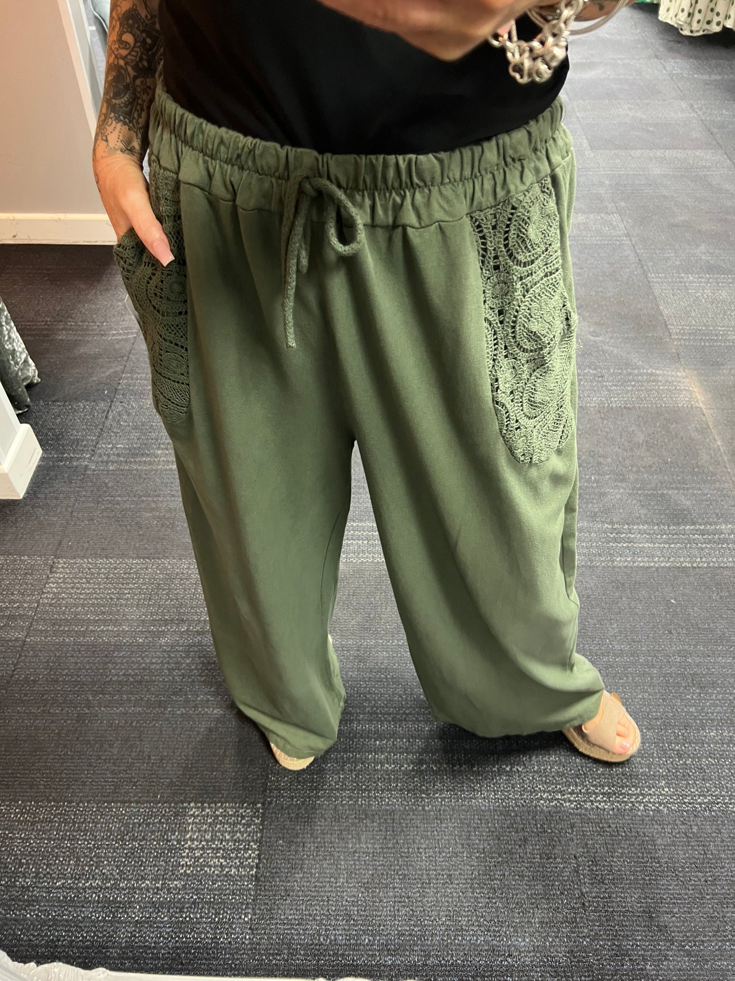 Cotton Crochet Pocket Trousers