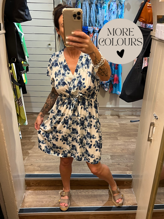 Floral Wrap Belted Dress